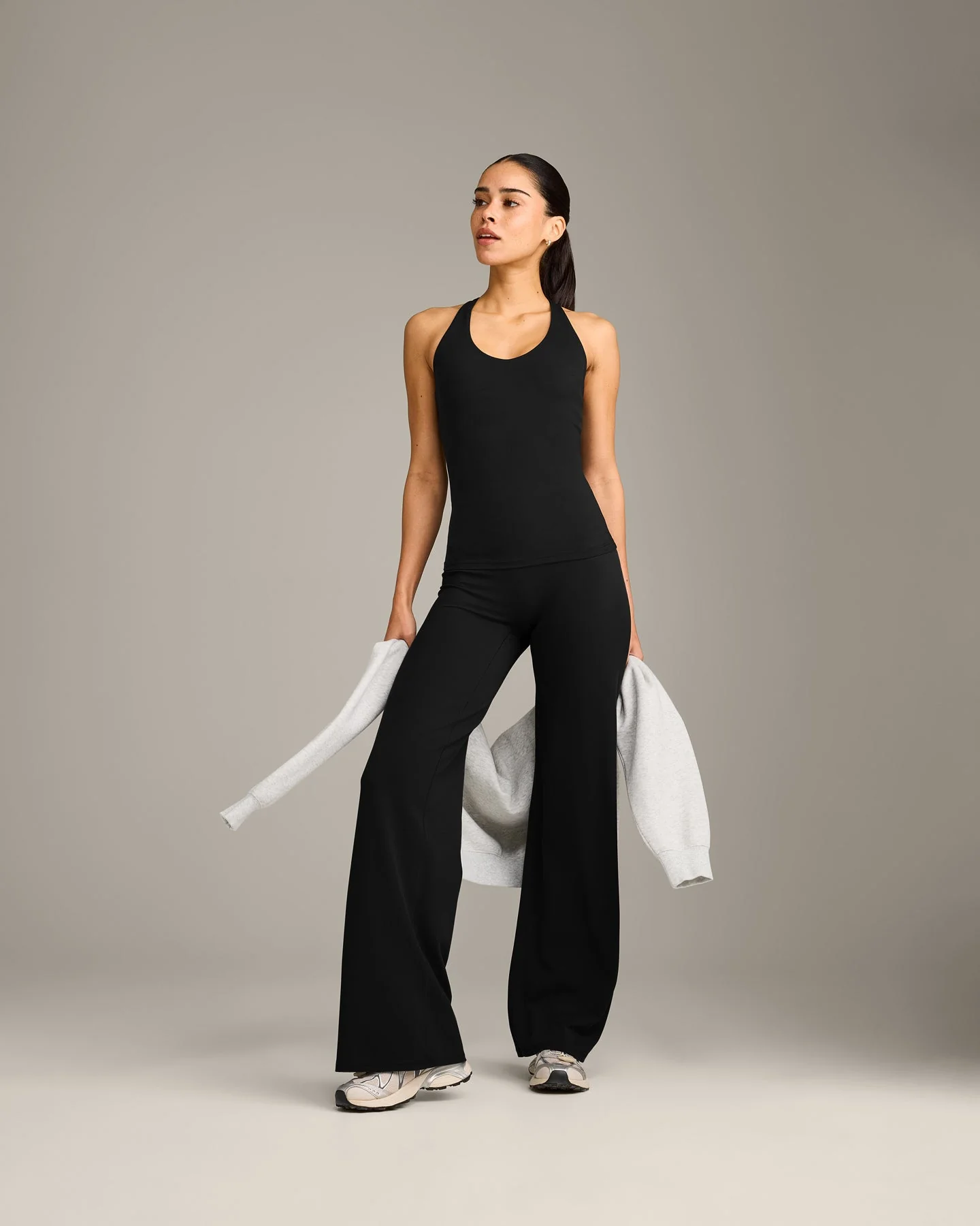 SoftMotion™ Racer Back Vest with Built in Bra Shelf with Grey Logo | Black - Image 3