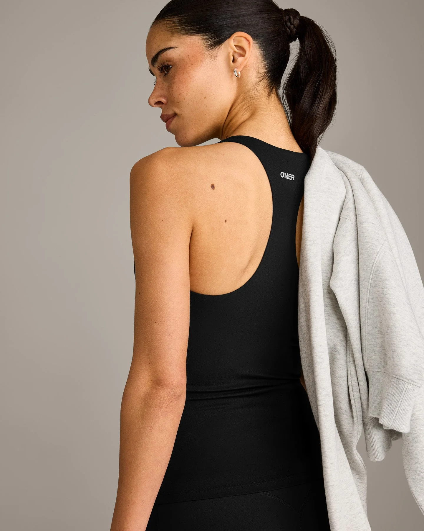 SoftMotion™ Racer Back Vest with Built in Bra Shelf with Grey Logo | Black - Image 5