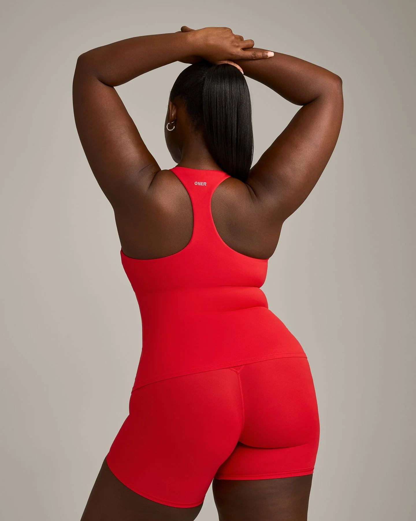SoftMotion™ Racer Back Vest with Built in Bra Shelf with Grey Logo | Fiery Red - Image 2