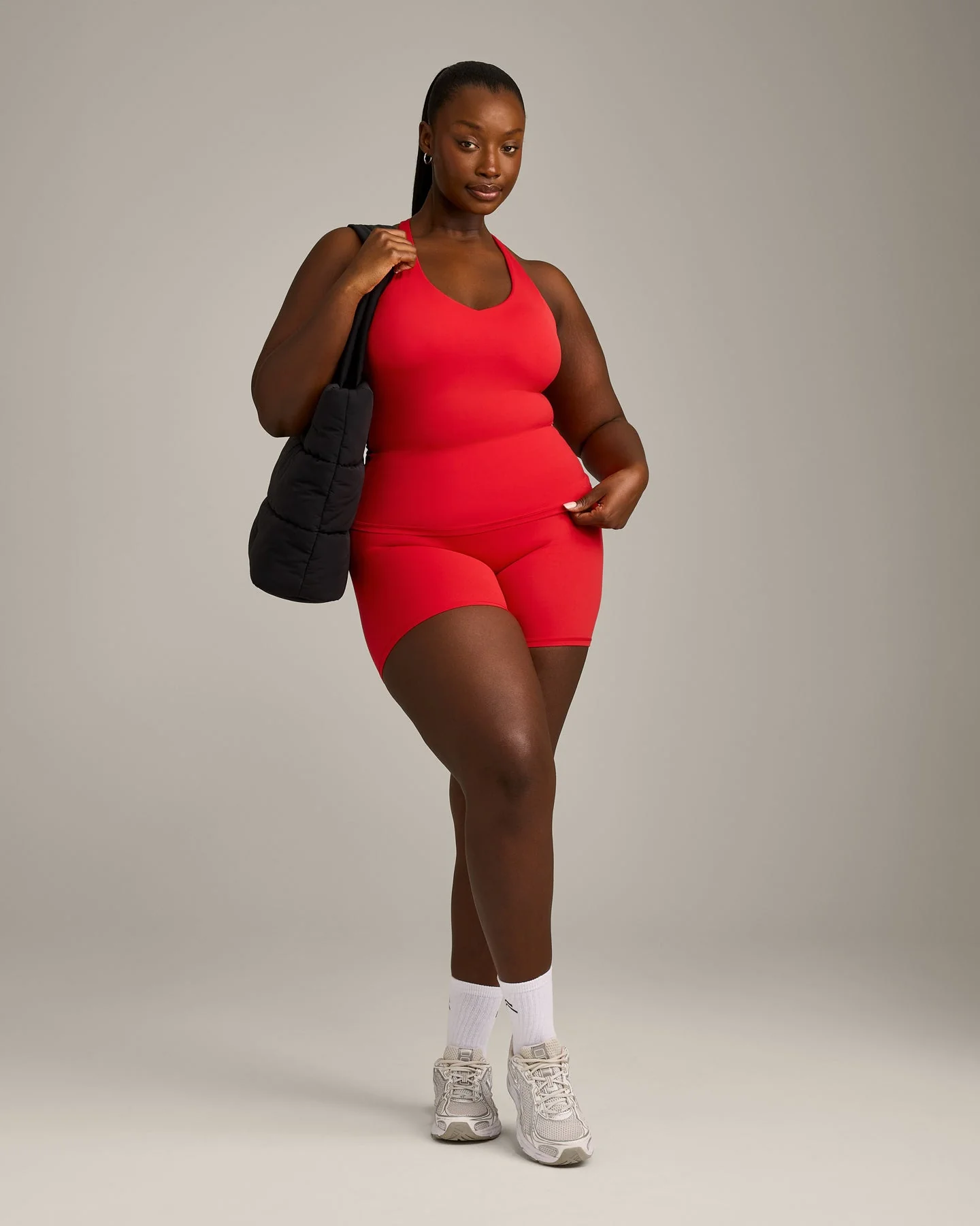 SoftMotion™ Racer Back Vest with Built in Bra Shelf with Grey Logo | Fiery Red - Image 3