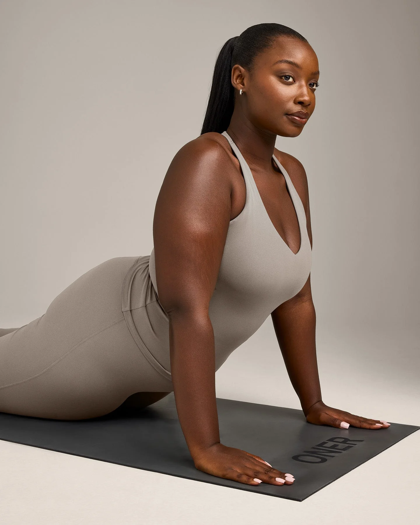 SoftMotion™ Racer Back Vest with Built in Bra Shelf with White Logo | Warm Sand - Image 2