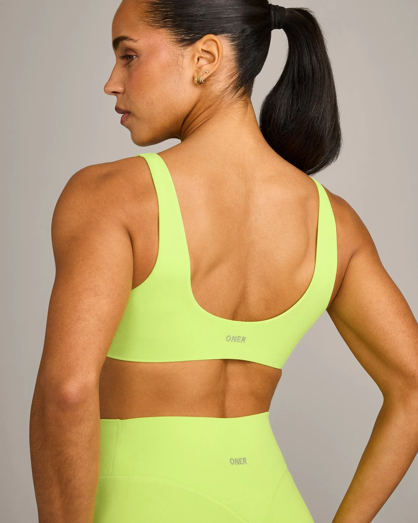 SoftMotion™ Scoop Back Bralette with Grey Logo | Citrus Green - Image 5