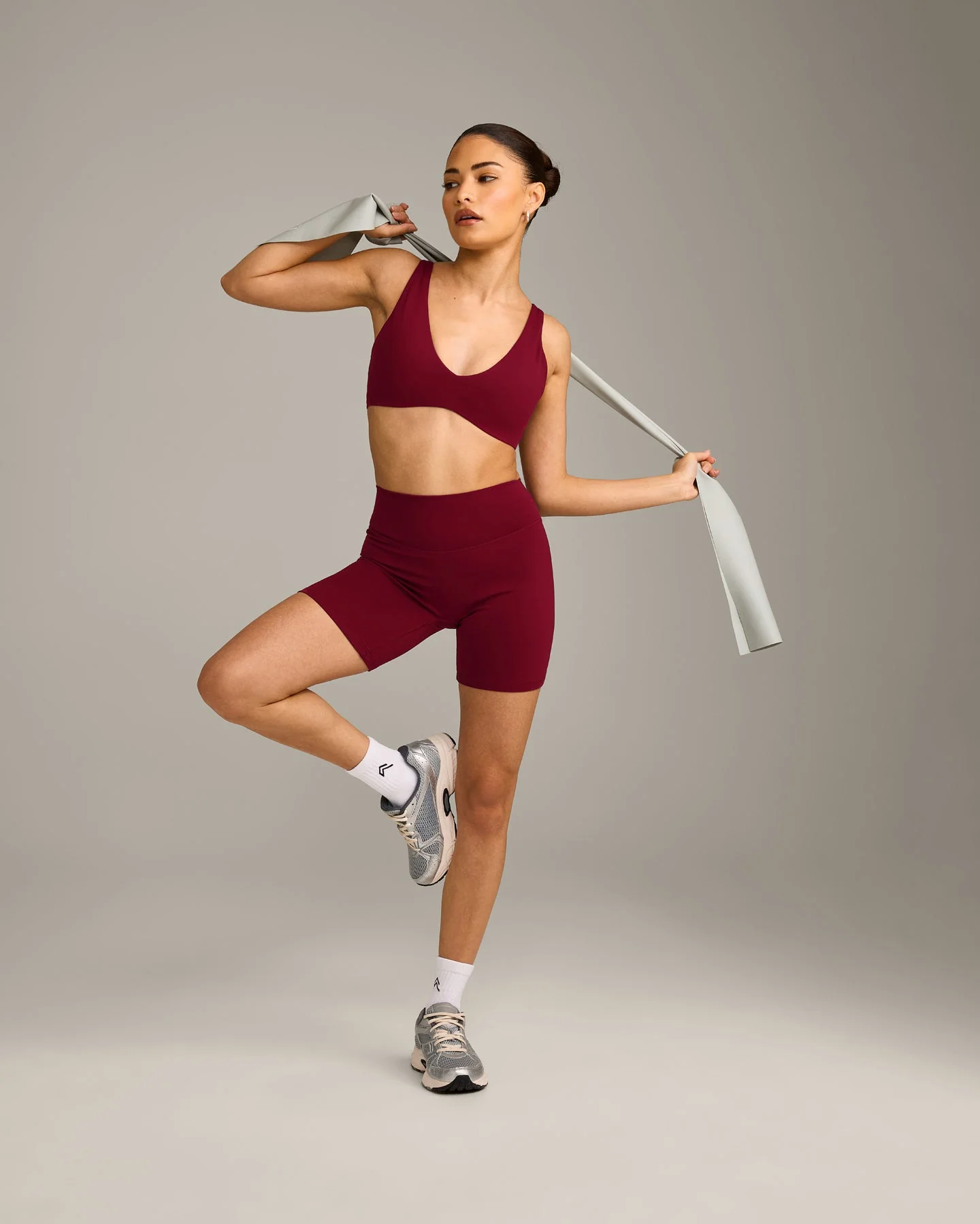 SoftMotion™ Scoop Back Bralette with Grey Logo | Ruby Red - Image 3