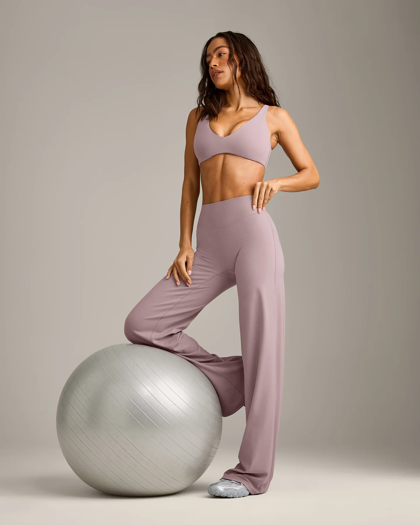 SoftMotion™ Scoop Back Bralette with White Logo | Dusty Purple - Image 3