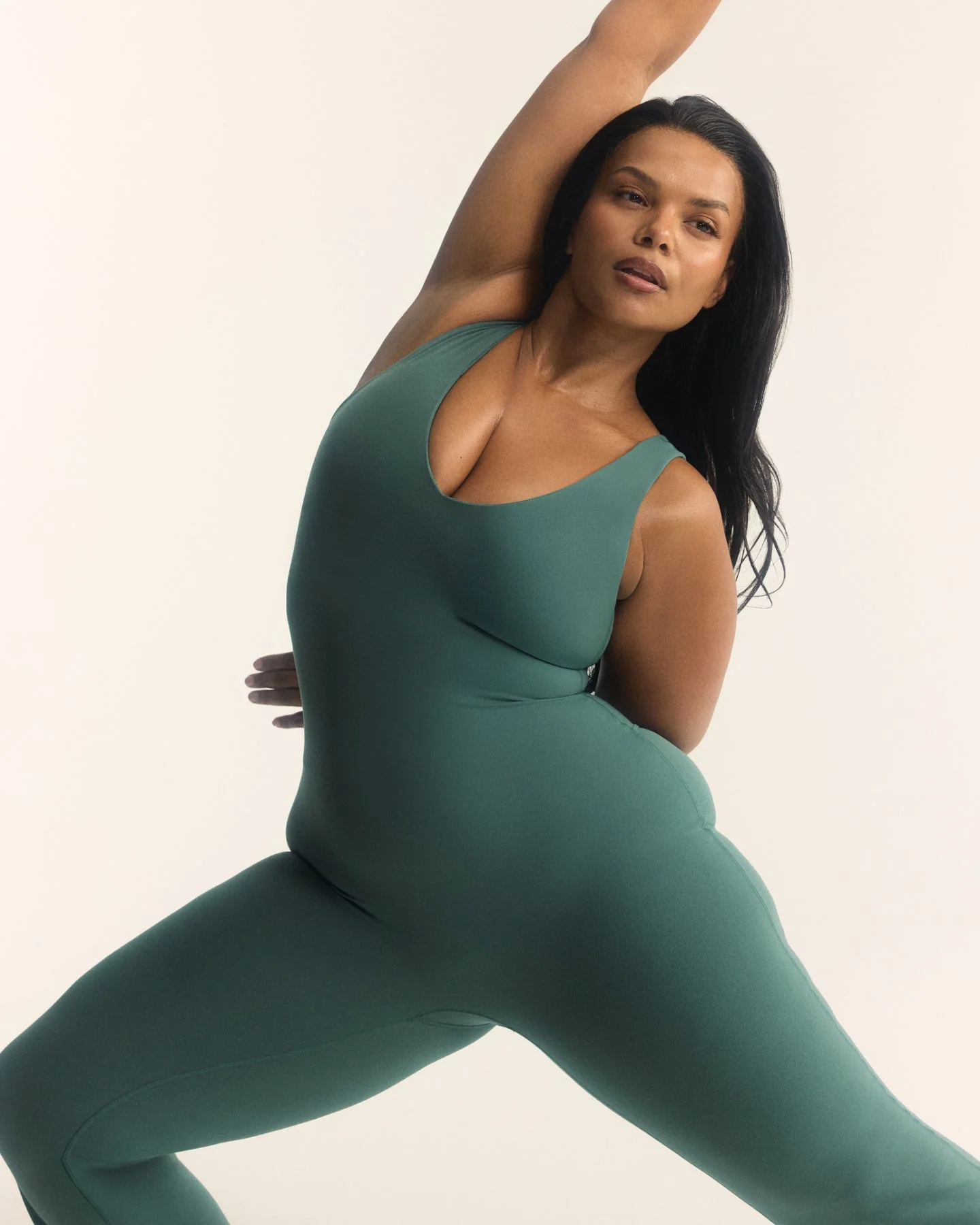 SoftMotion™ Scoop Back Flared All In One Long with White Logo | Iced Green - Image 2