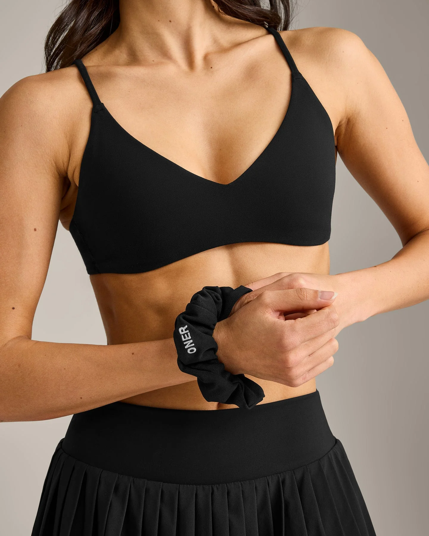 SoftMotion™ Scrunchie with Grey Logo | Black - Image 5