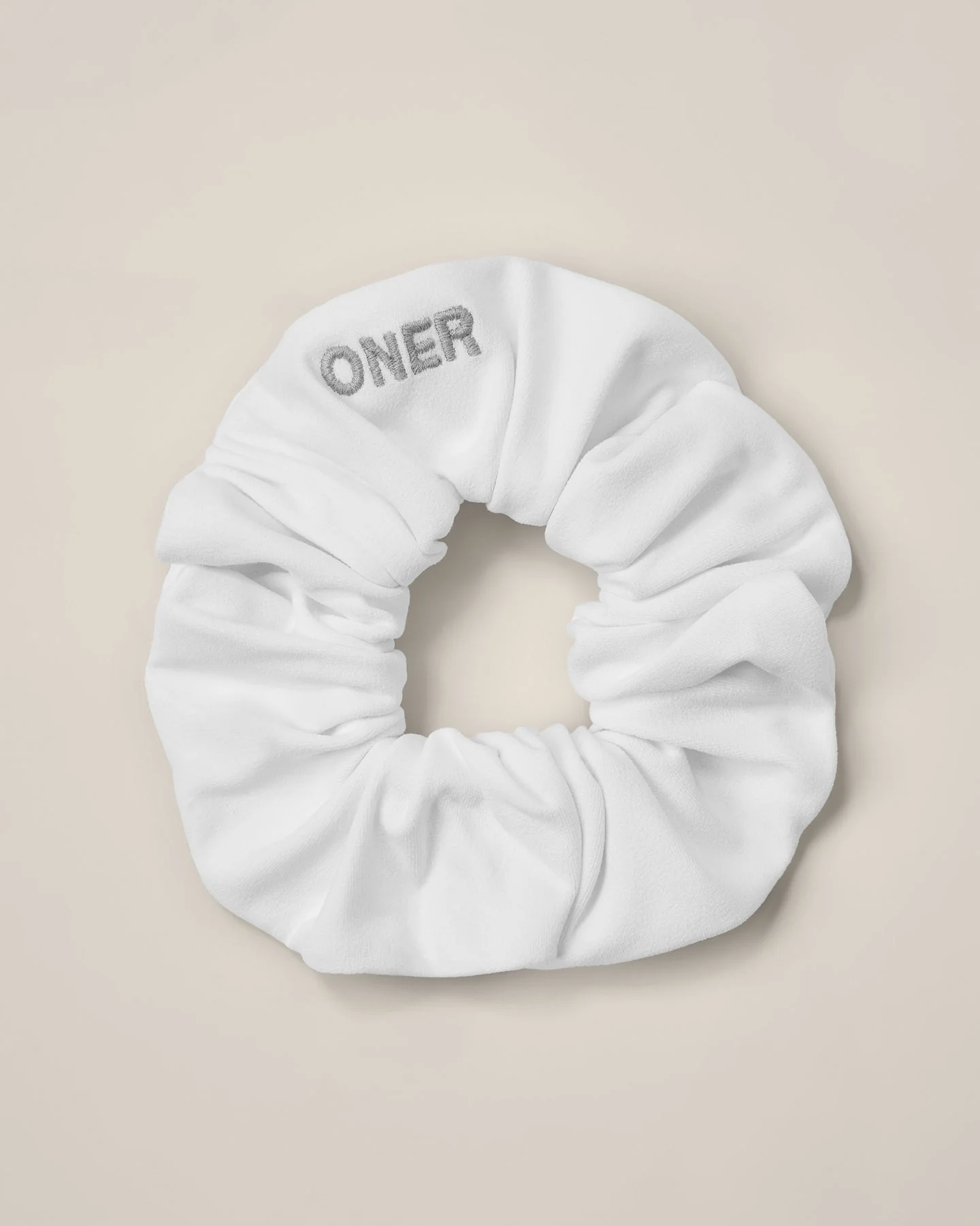 SoftMotion™ Scrunchie with Grey Logo | White - Image 3