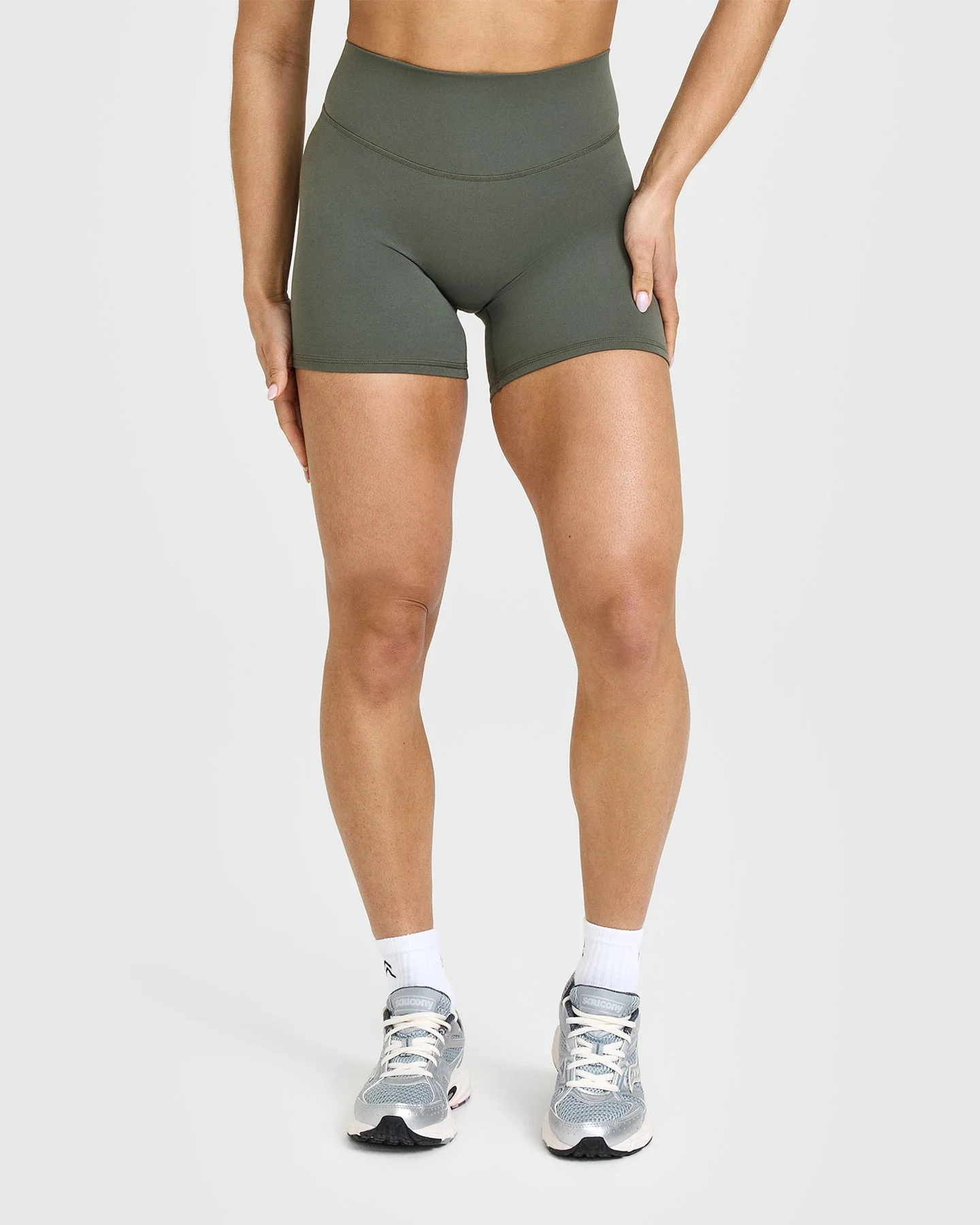 SoftMotion™ Shorts 6" with White Logo | Dark Khaki - Image 2