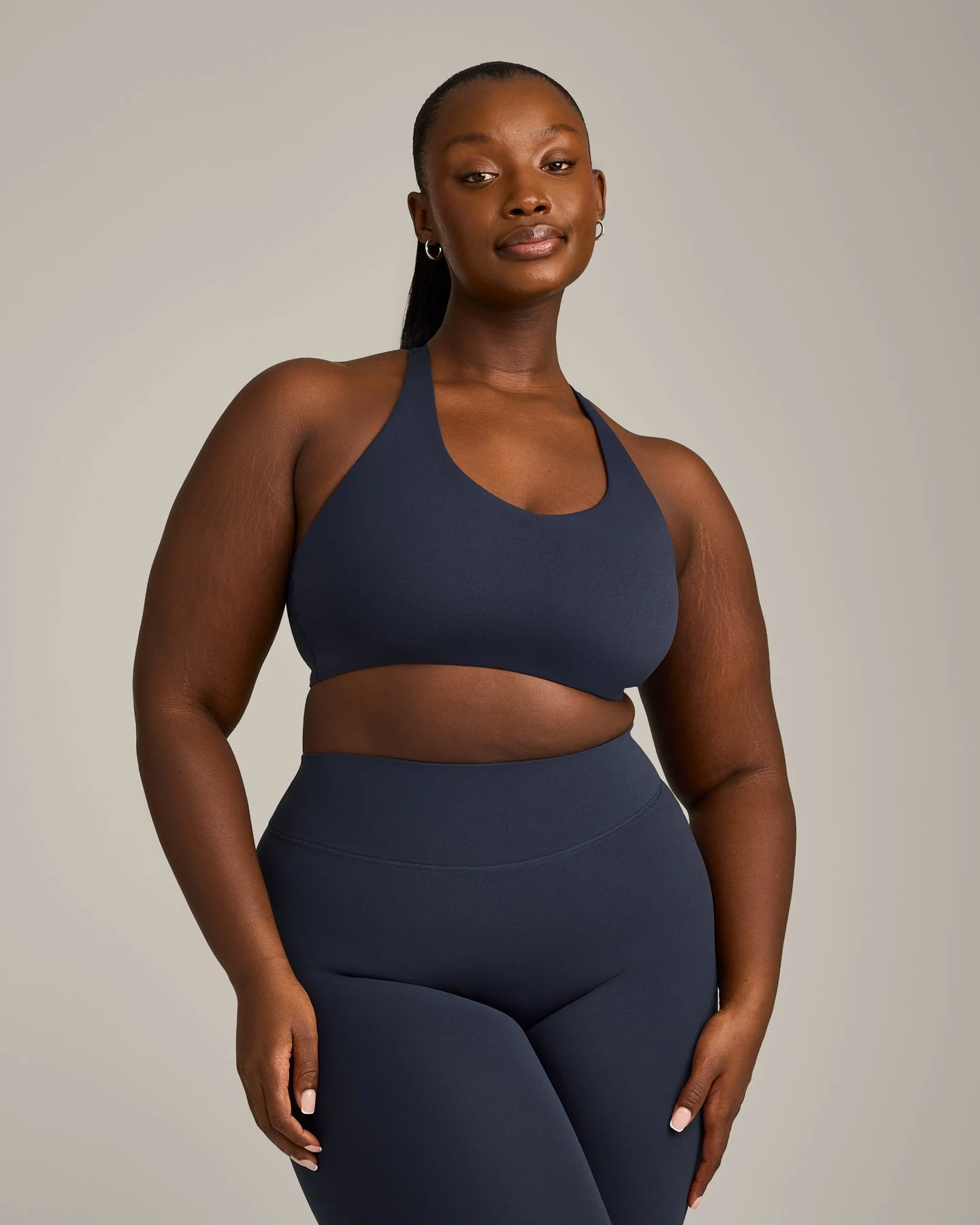 SoftMotion™ Sports Bra with Grey Logo | True Blue