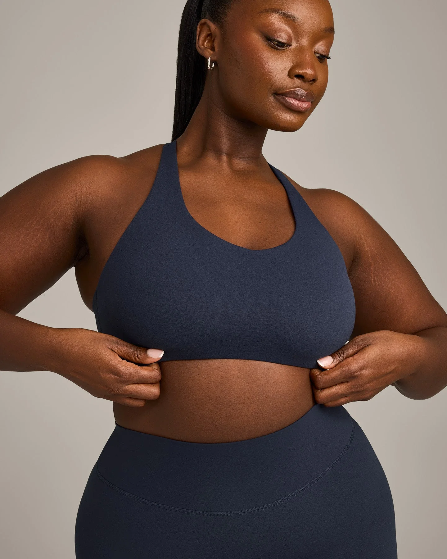 SoftMotion™ Sports Bra with Grey Logo | True Blue - Image 2