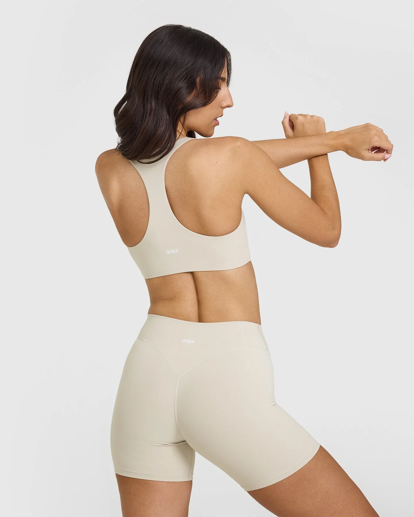 SoftMotion™ Sports Bra with White Logo | Sand - Image 2