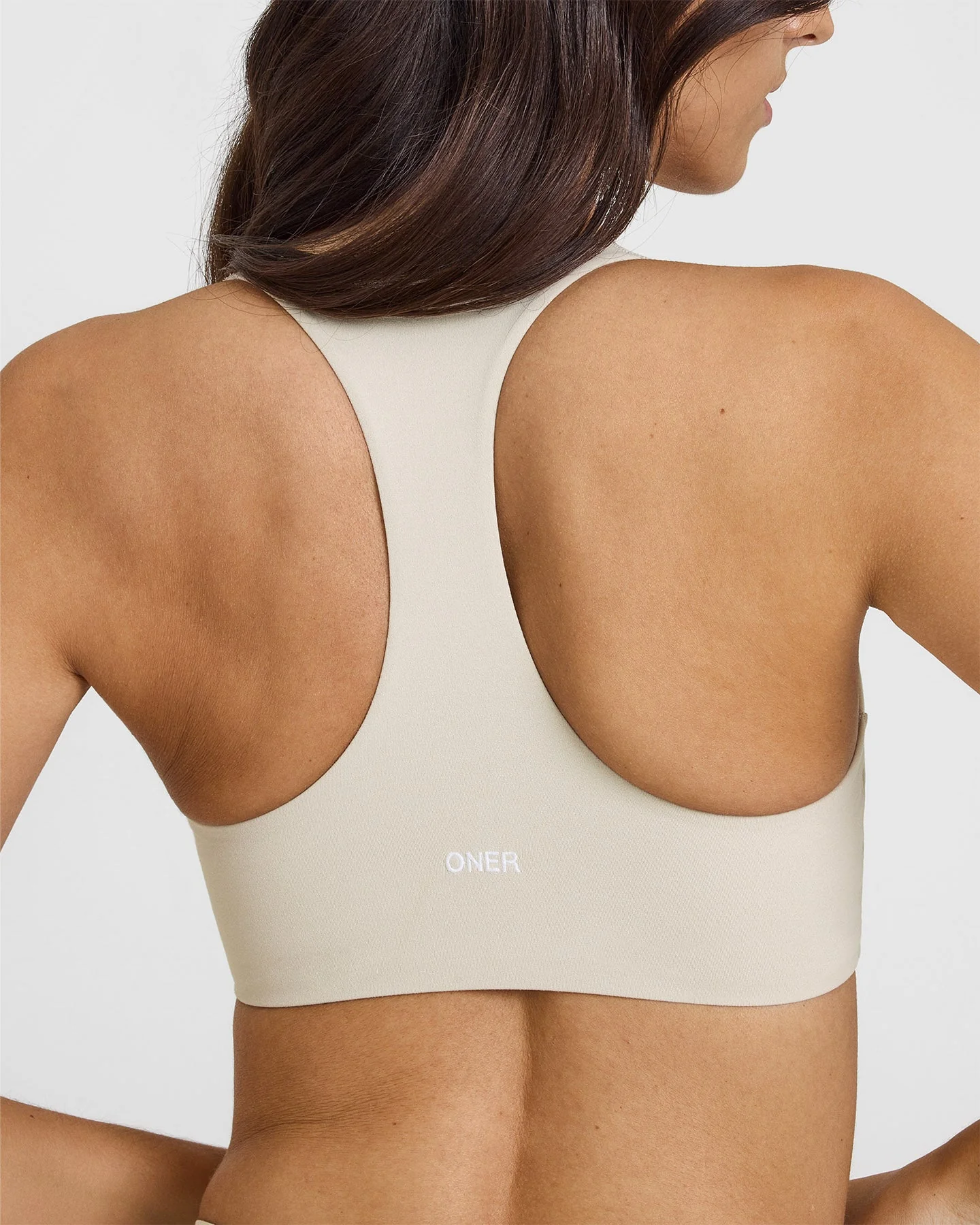 SoftMotion™ Sports Bra with White Logo | Sand - Image 5