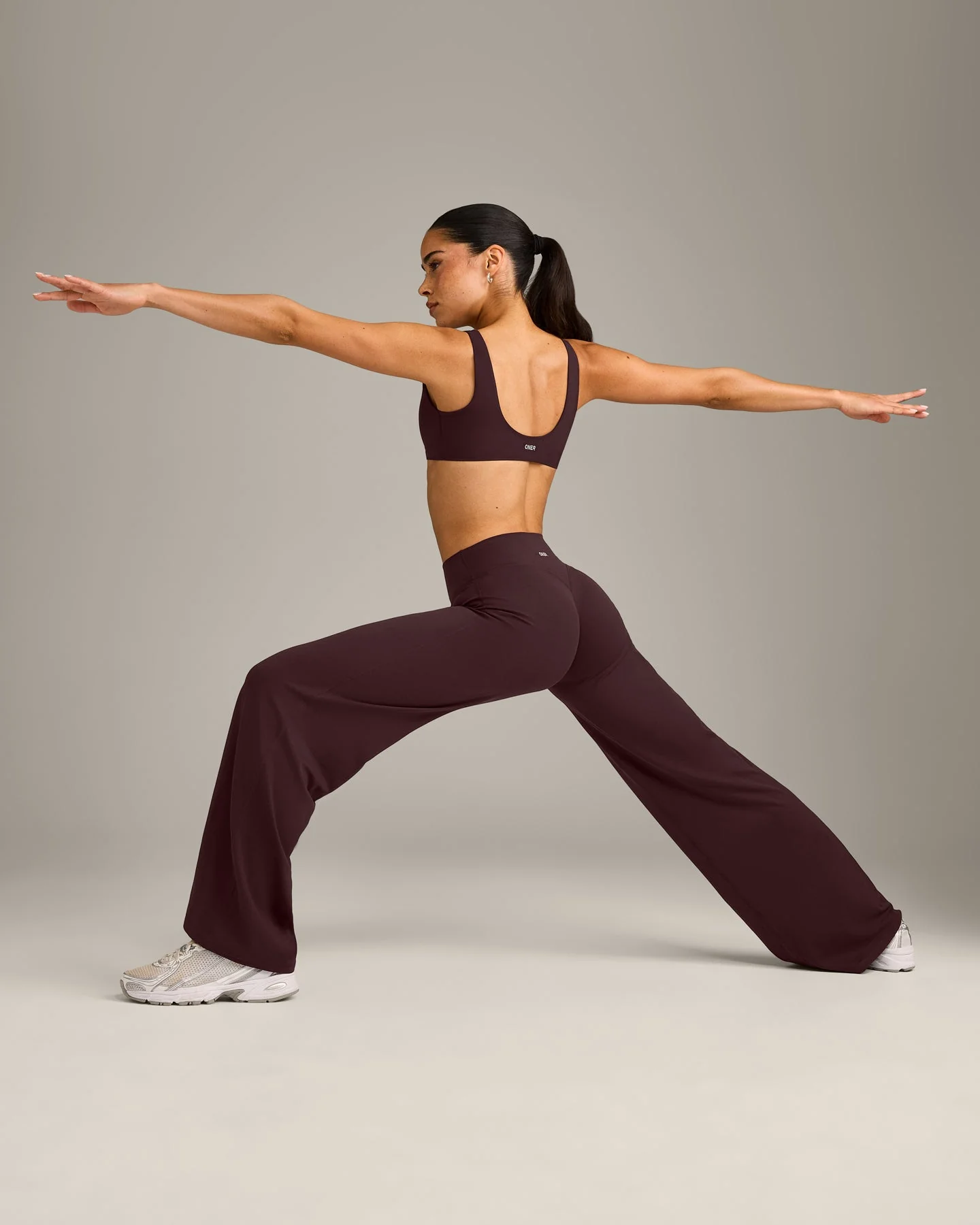 SoftMotion™ Straight Leg Bottoms with Grey Logo | Plum Brown - Image 6