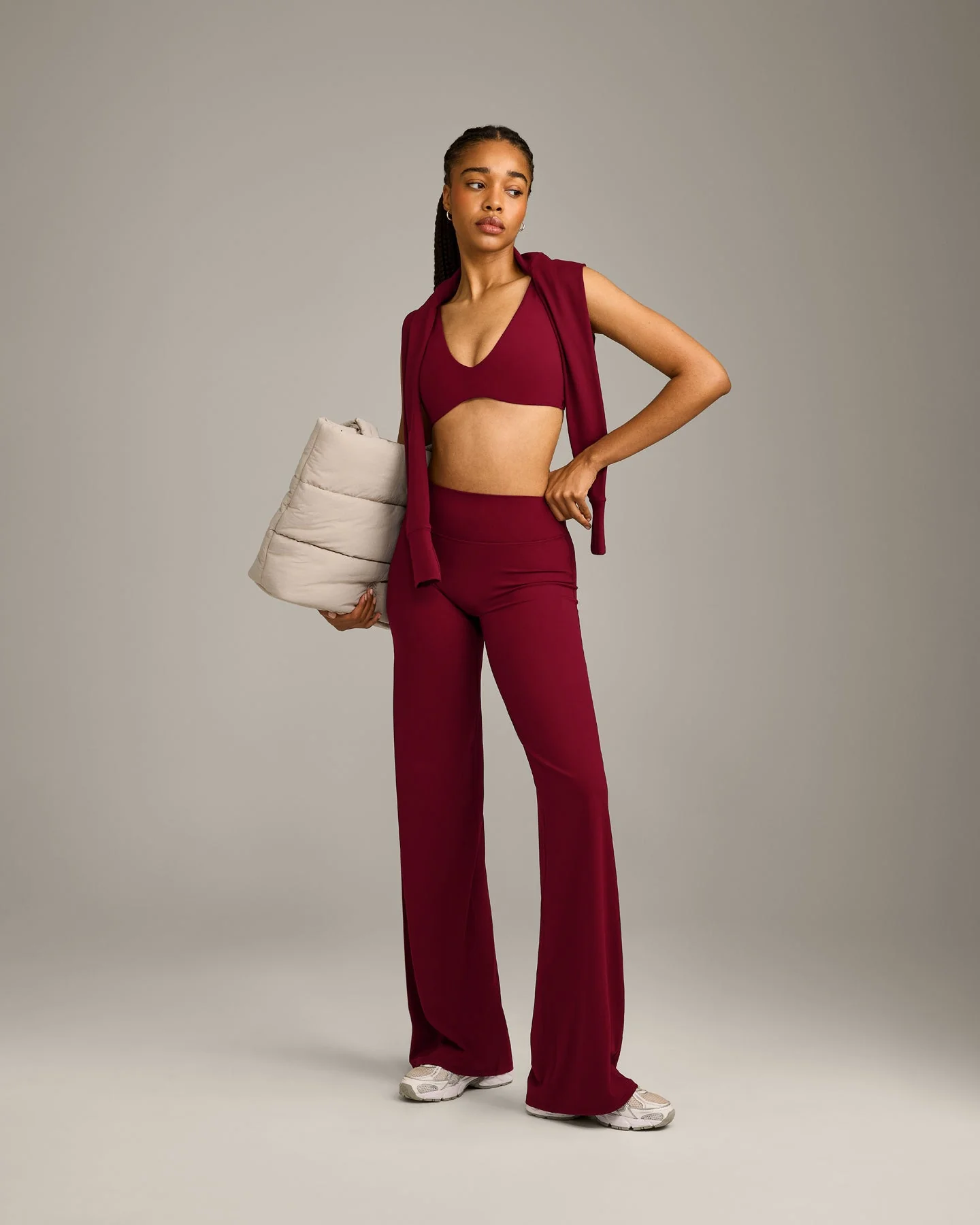 SoftMotion™ Straight Leg Bottoms with Grey Logo | Ruby Red - Image 3