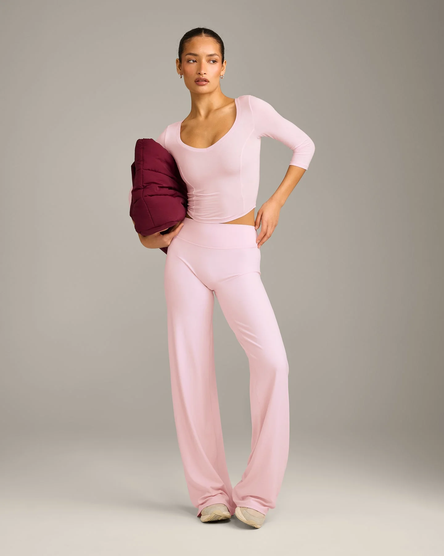 SoftMotion™ Straight Leg Bottoms with Grey Logo | Soft Girl Pink - Image 2