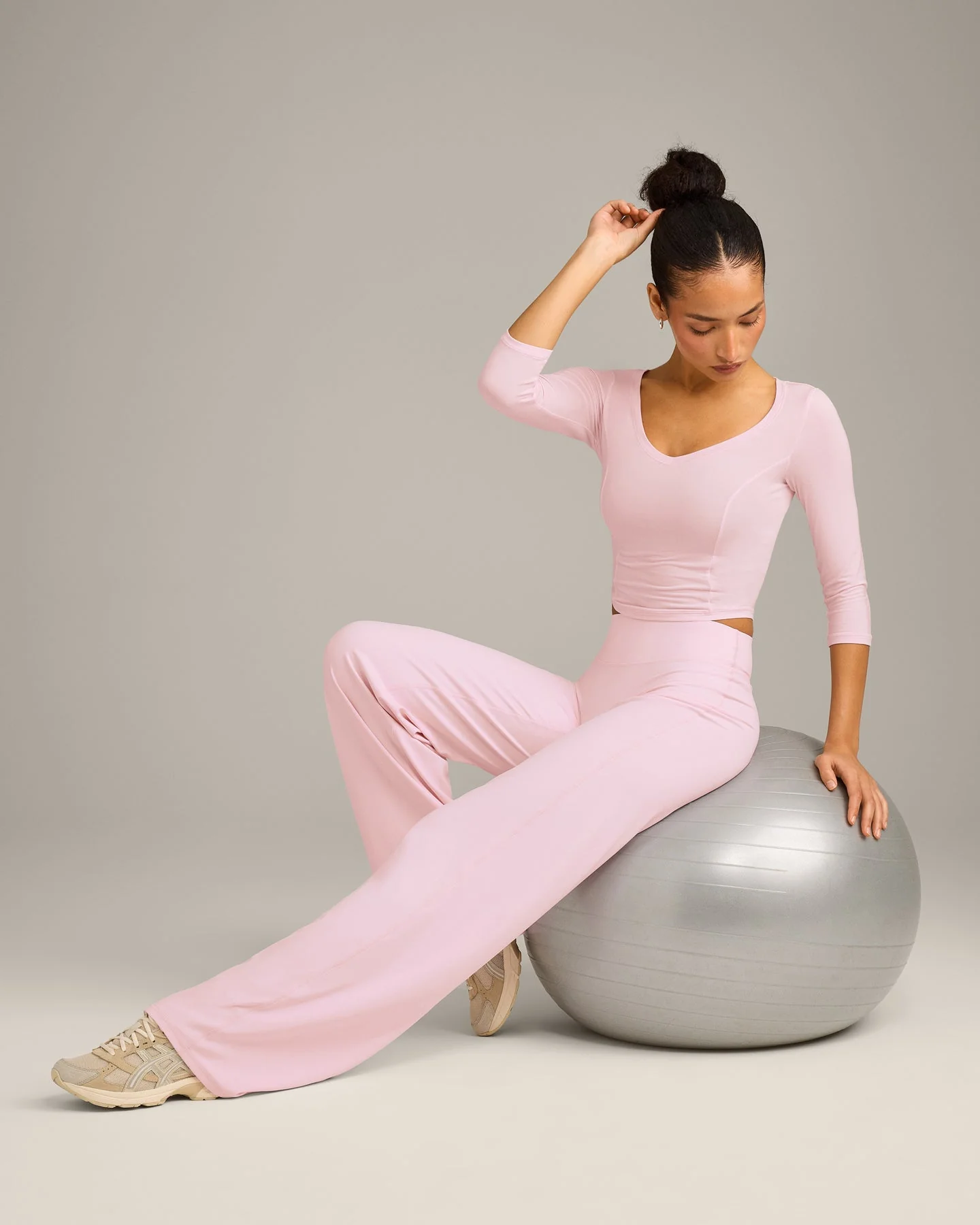 SoftMotion™ Straight Leg Bottoms with Grey Logo | Soft Girl Pink - Image 3