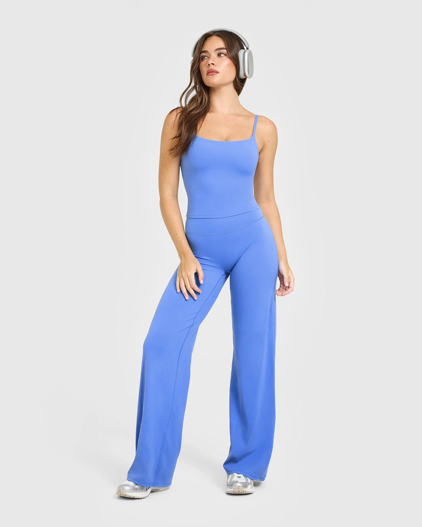 SoftMotion™ Straight Leg Bottoms with White Logo | Glaucous Blue - Image 4