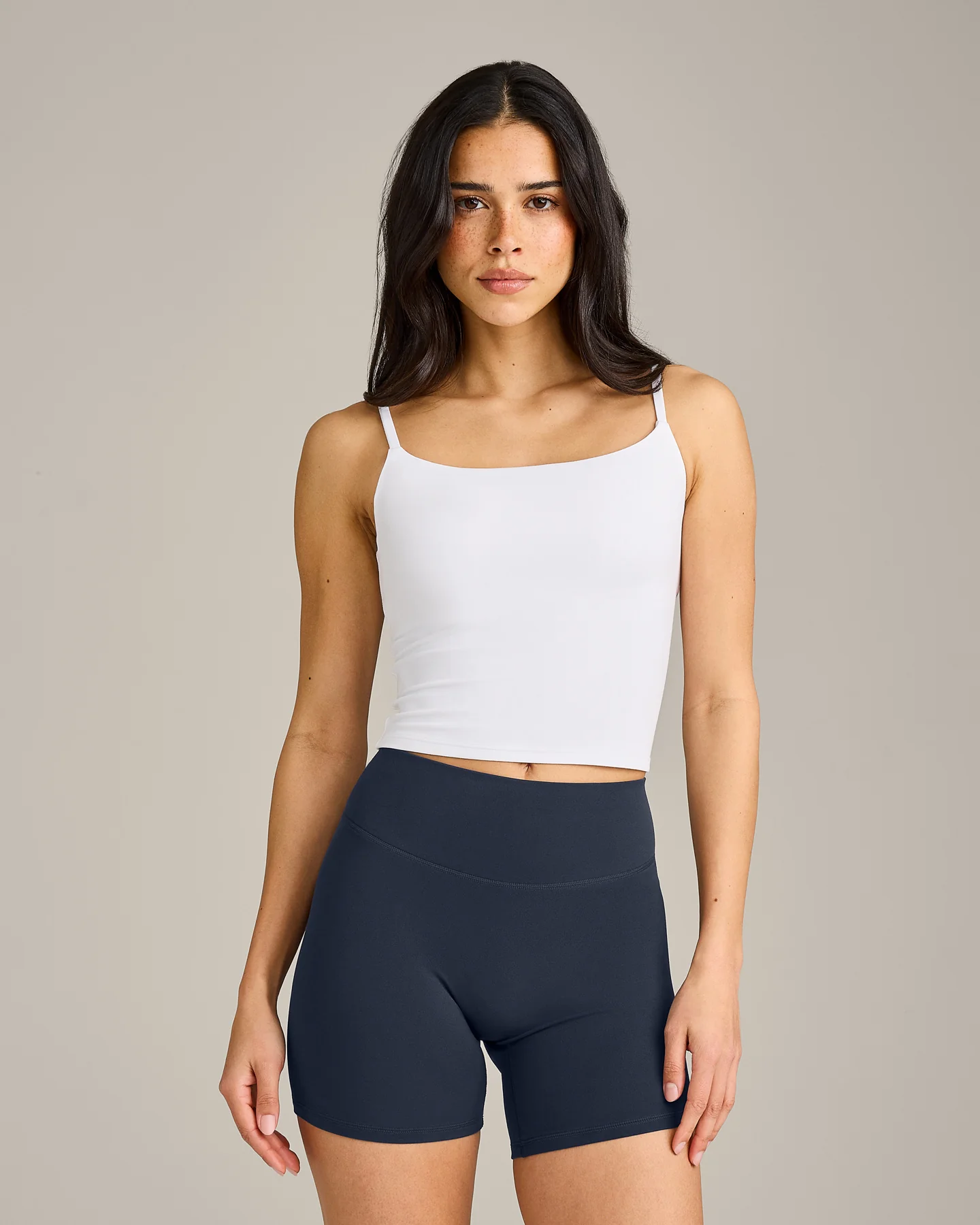SoftMotion™ Strappy Mid Vest with Built in Bra Shelf | White