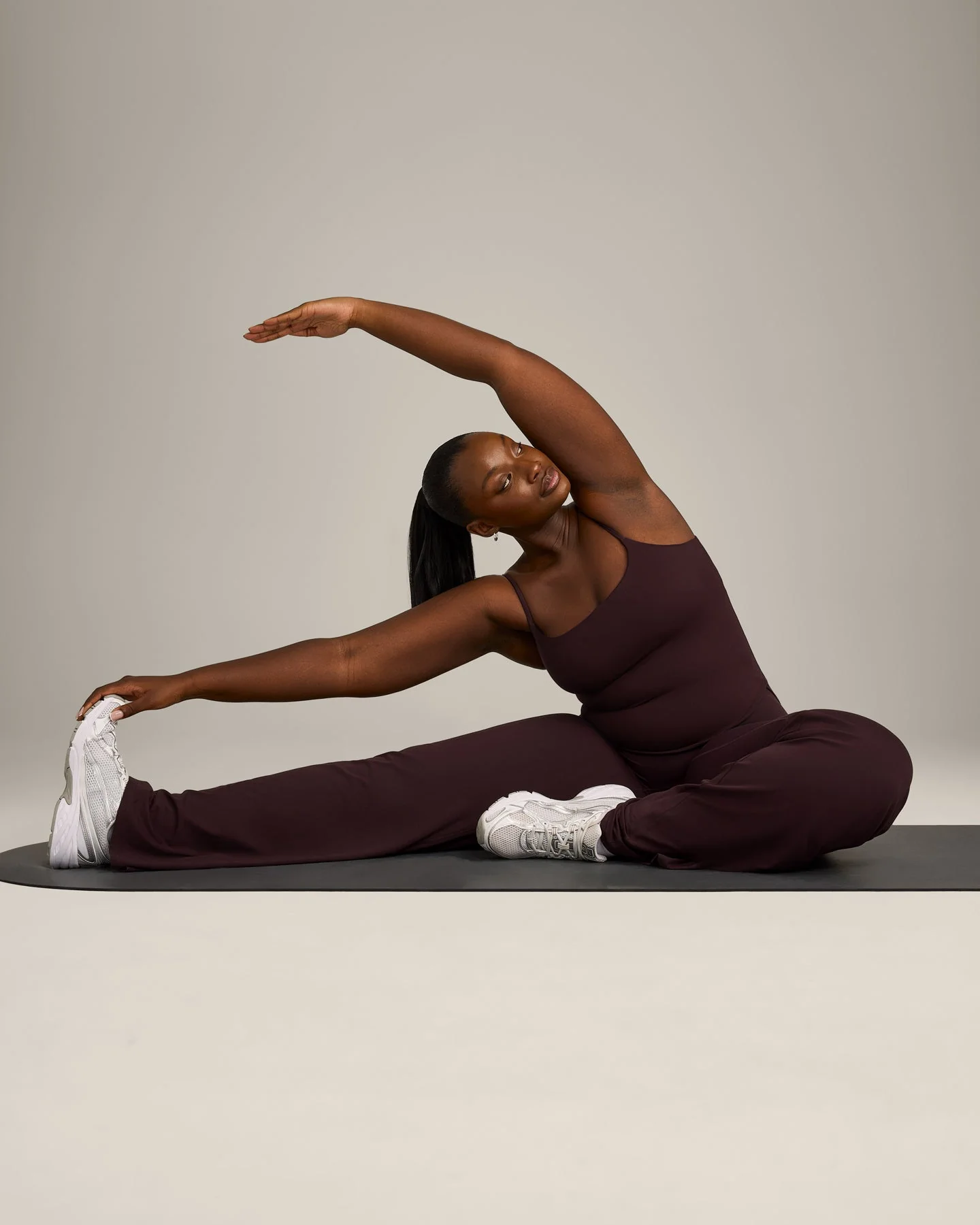 SoftMotion™ Strappy Mid Vest with Built in Bra Shelf with Grey Logo | Plum Brown - Image 4