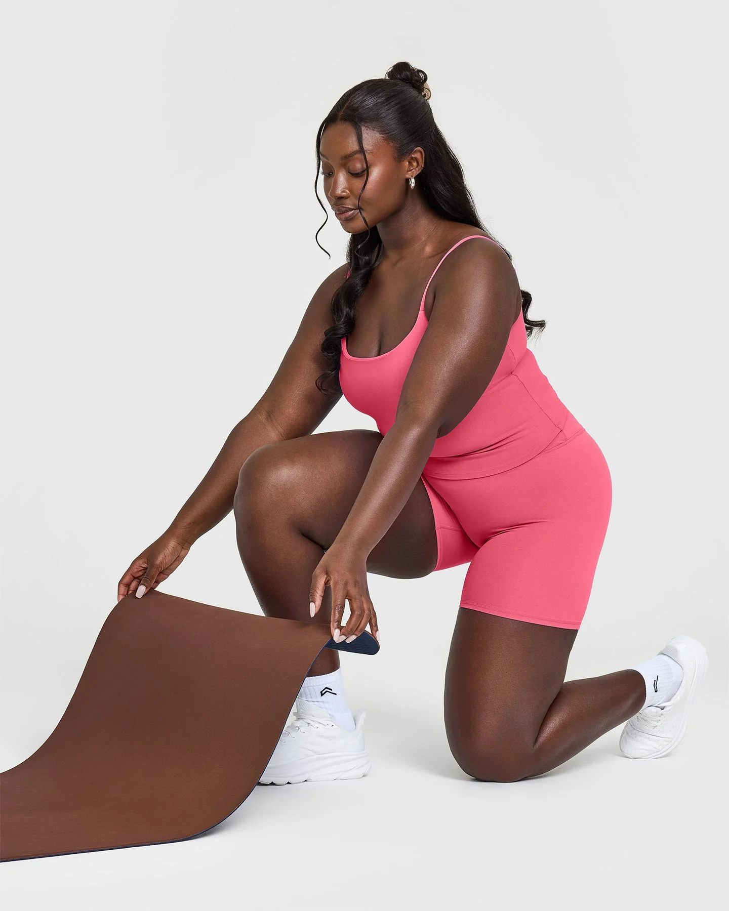 SoftMotion™ Strappy Mid Vest with Built in Bra Shelf with White Logo | Dark Velvet Pink - Image 6