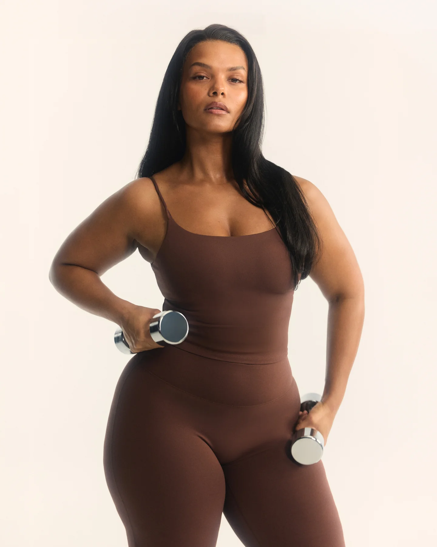 SoftMotion™ Strappy Mid Vest with Built in Bra Shelf with White Logo | Espresso Brown - Image 2