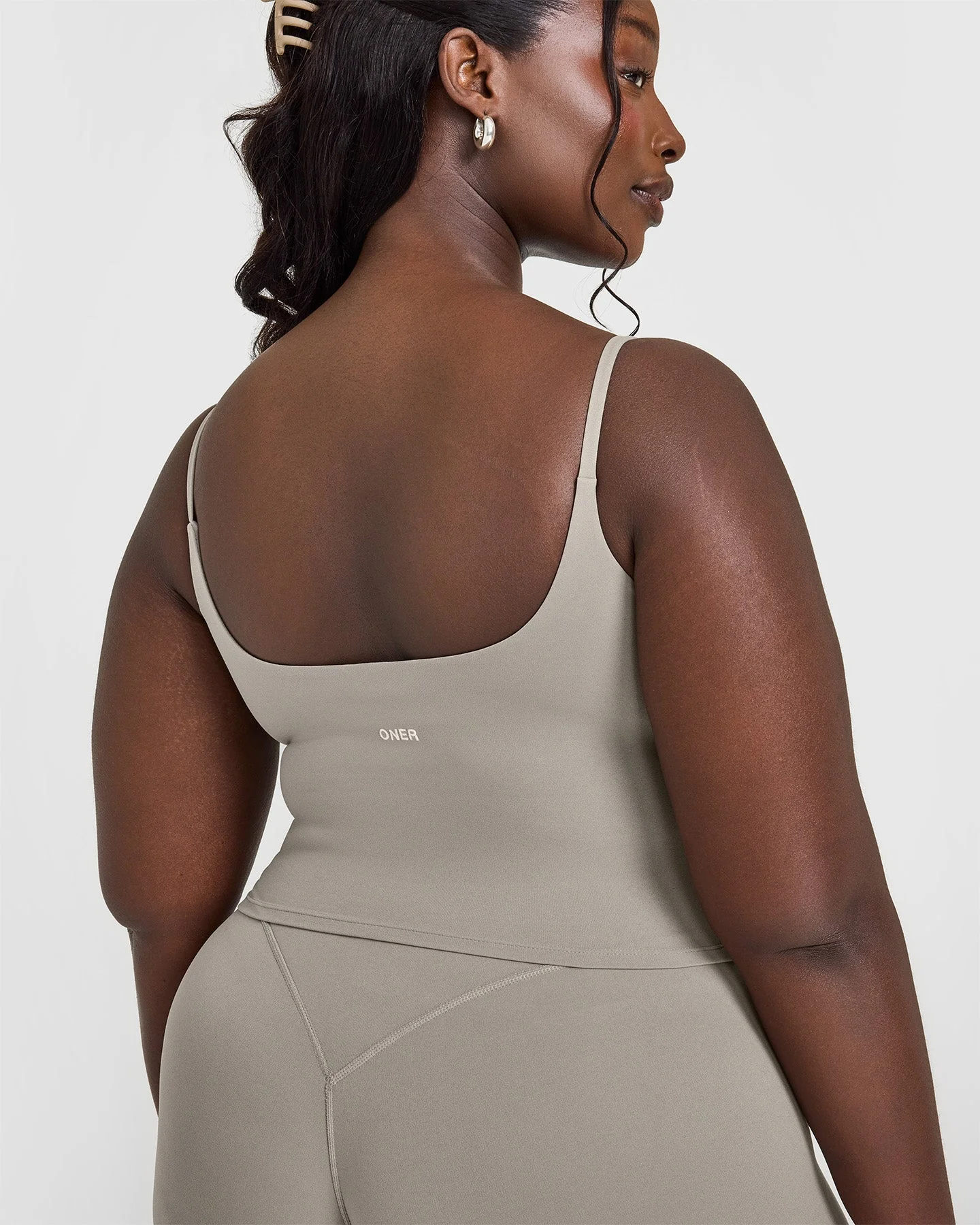 SoftMotion™ Strappy Mid Vest with Built in Bra Shelf with White Logo | Warm Sand - Image 4