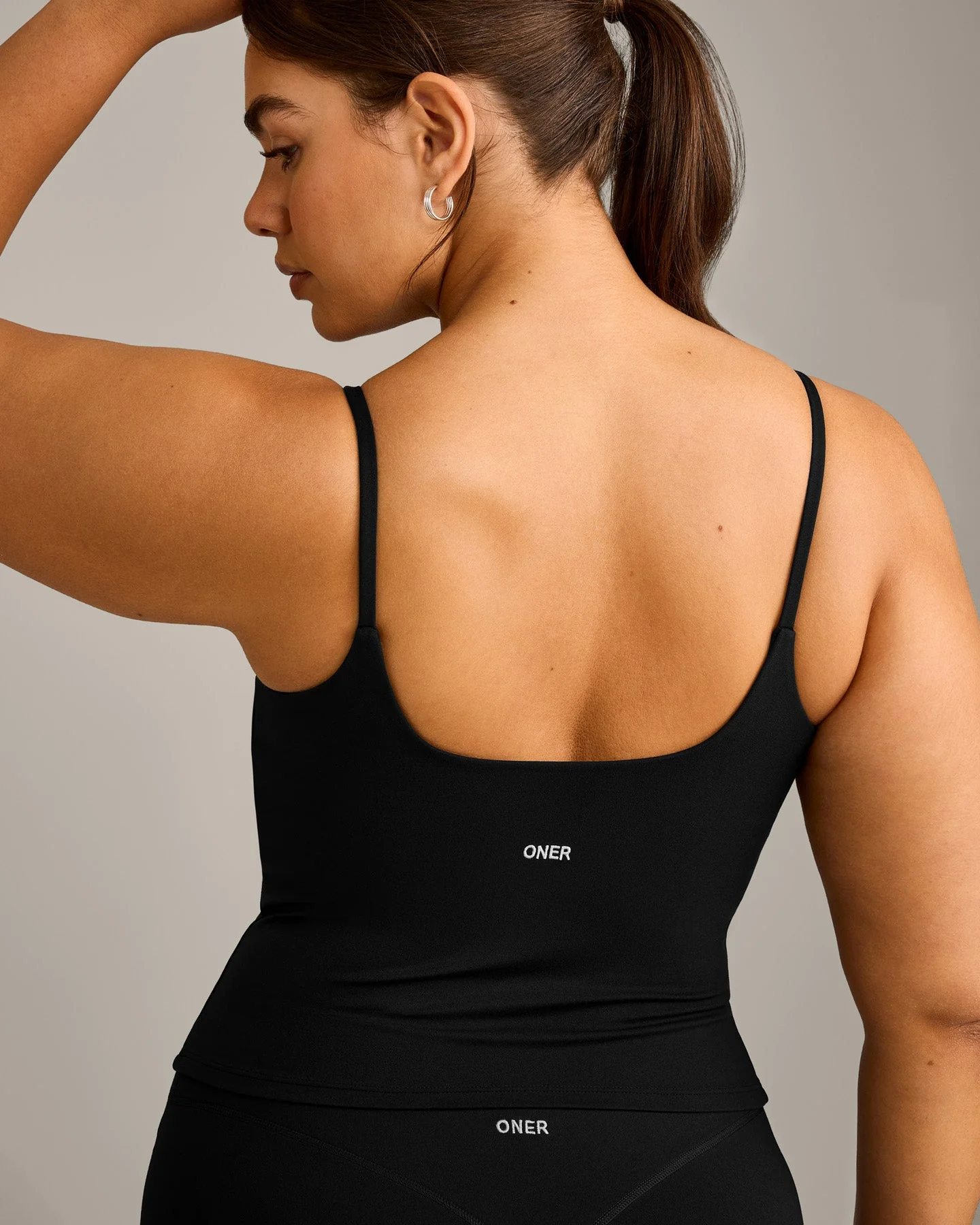 SoftMotion™ Strappy Vest with Built in Bra Shelf with Grey Logo | Black - Image 4