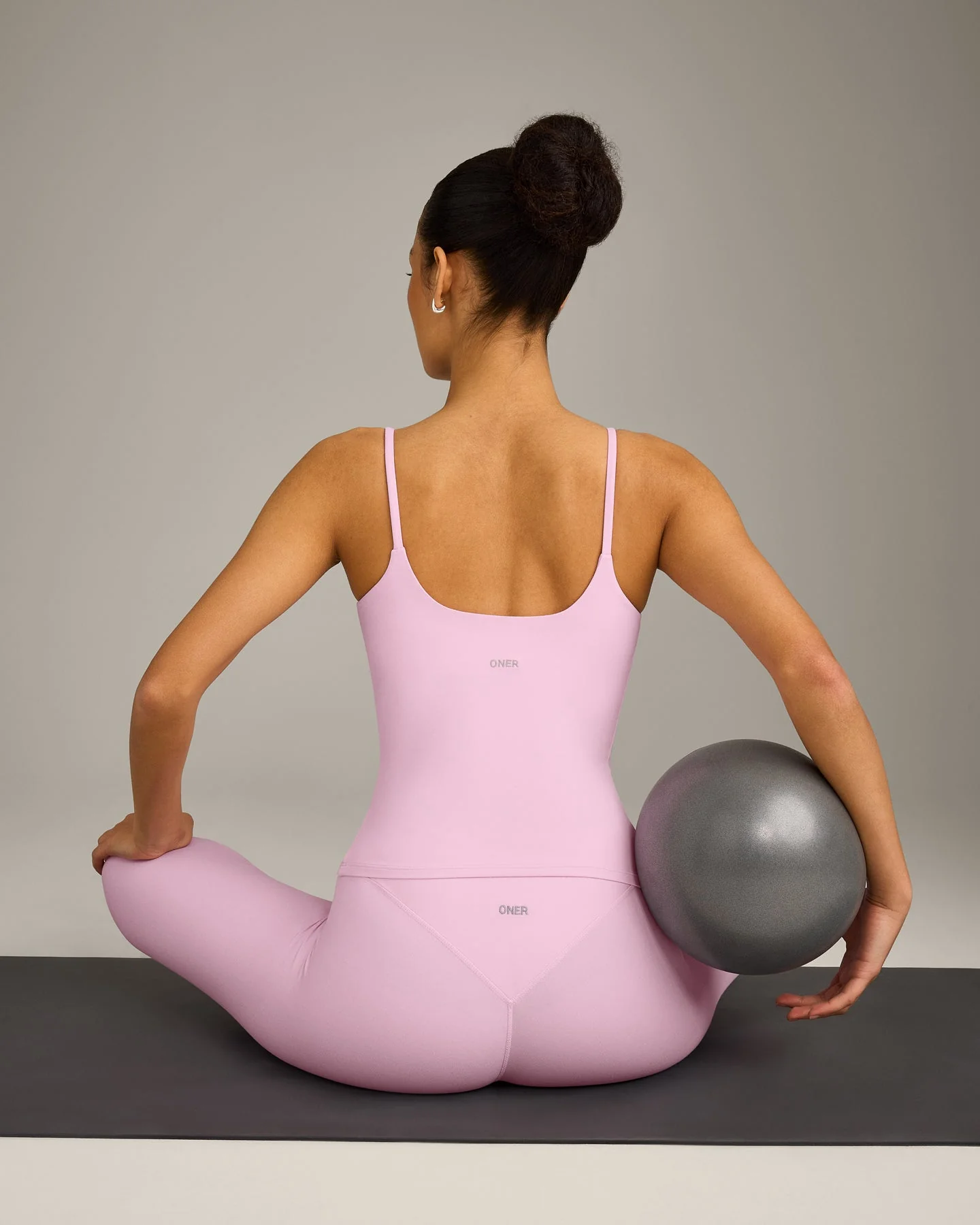 SoftMotion™ Strappy Vest with Built in Bra Shelf with Grey Logo | Chalk Pink - Image 2