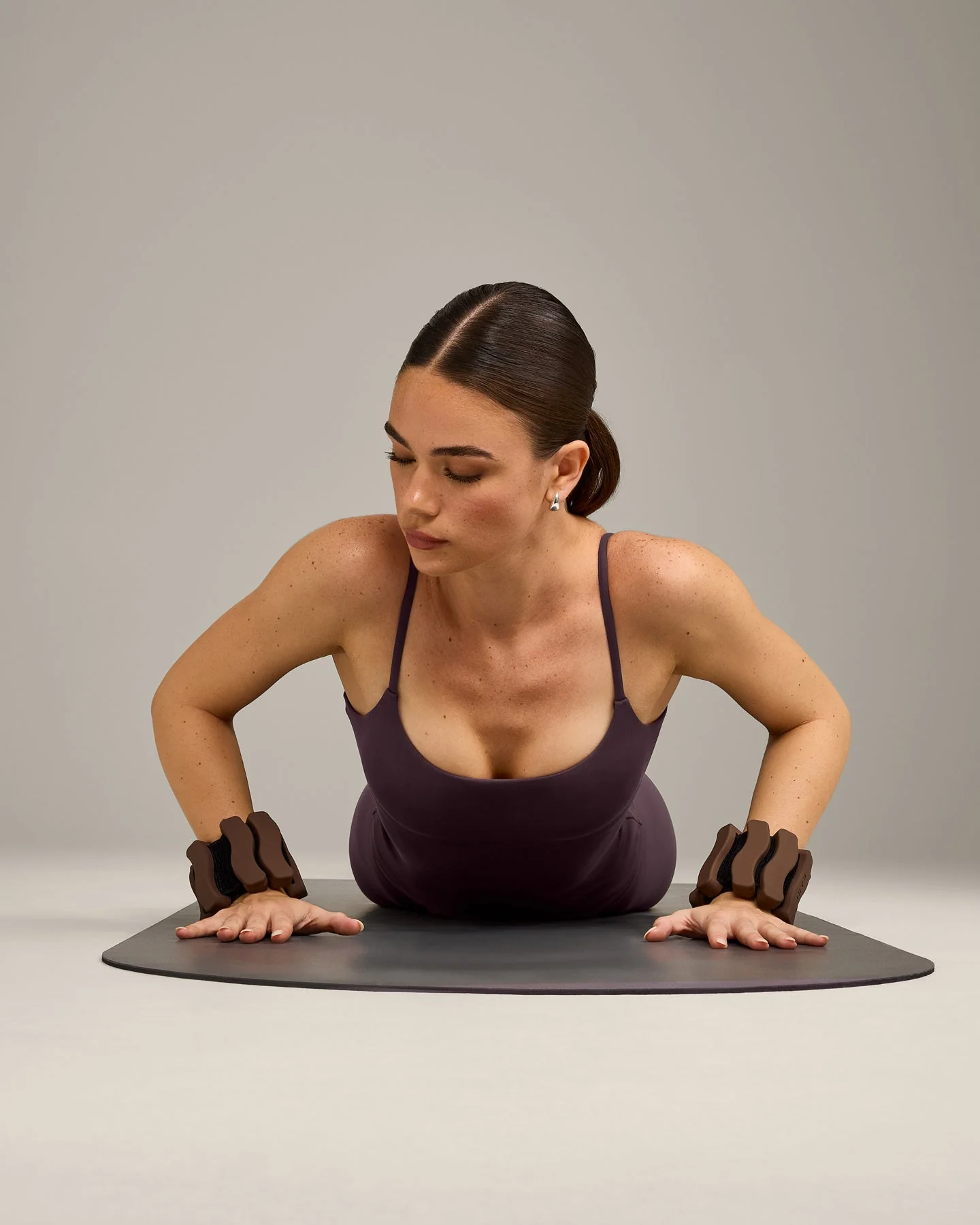 SoftMotion™ Strappy Vest with Built in Bra Shelf with Grey Logo | Dark Umber Brown - Image 4