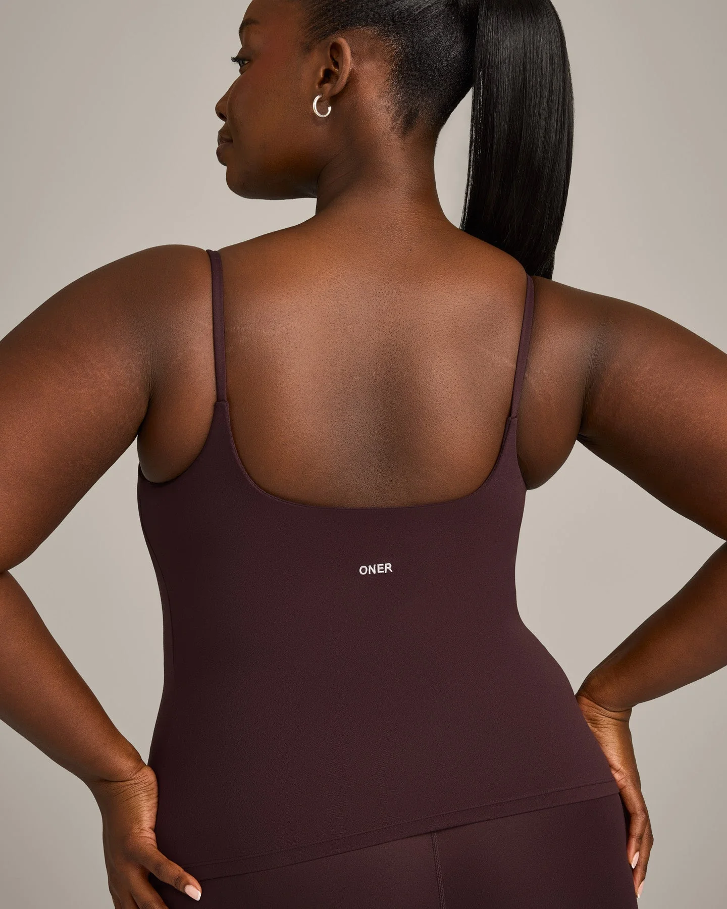 SoftMotion™ Strappy Vest with Built in Bra Shelf with Grey Logo | Plum Brown - Image 4