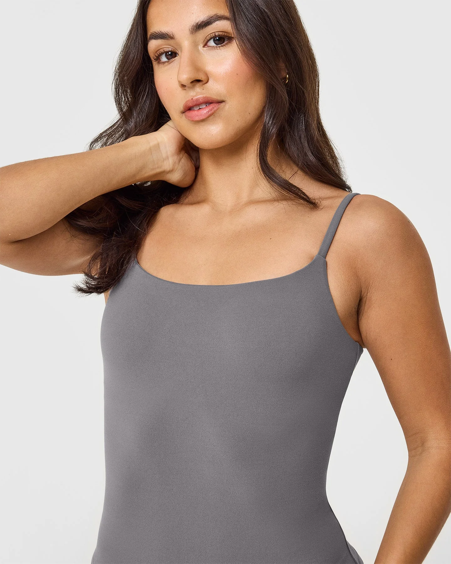 SoftMotion™ Strappy Vest with Built in Bra Shelf with White Logo | Ash Grey - Image 4