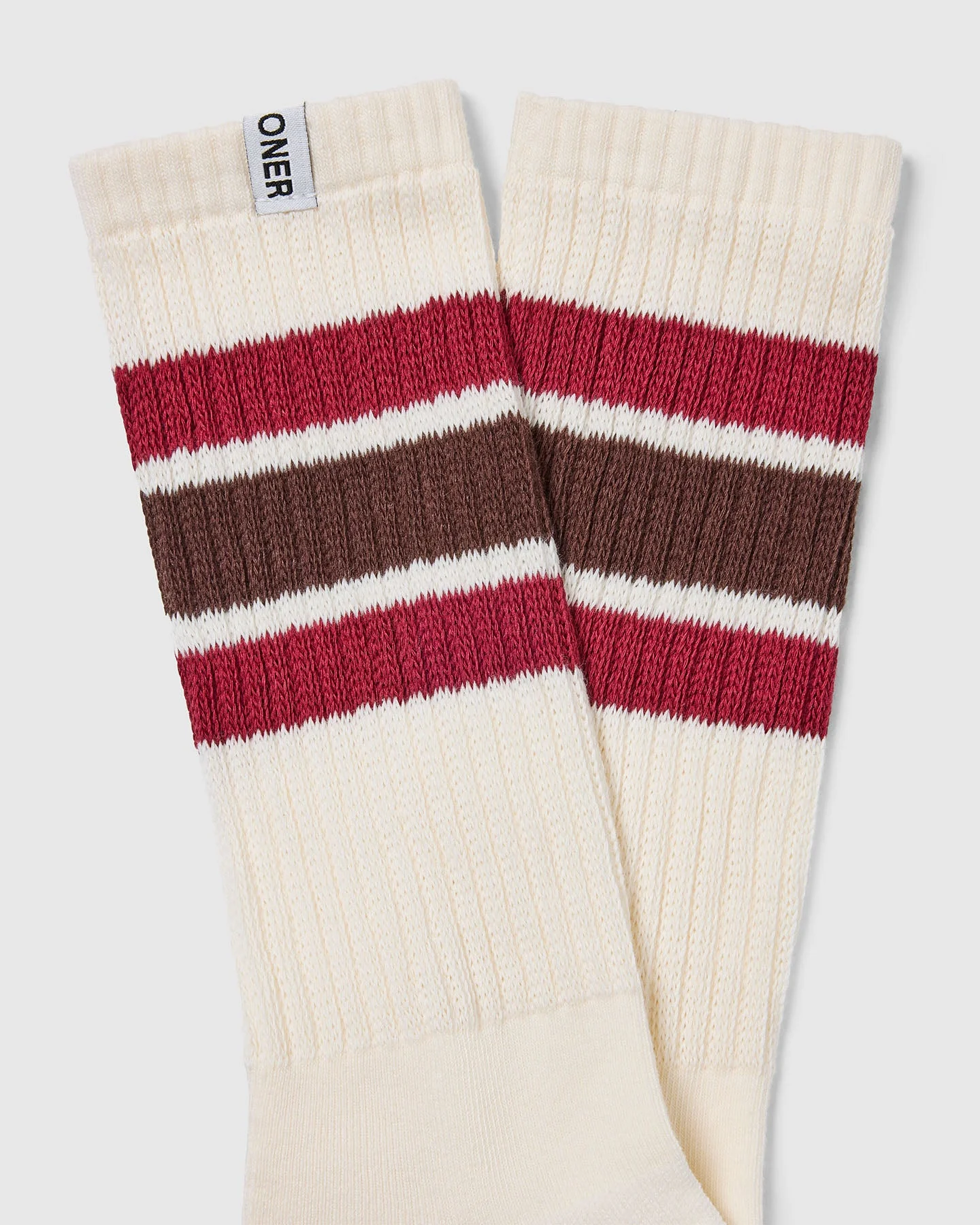Stripe Slouchy Socks 3 Pack | Ruby Red/ Espresso Brown - Image 6