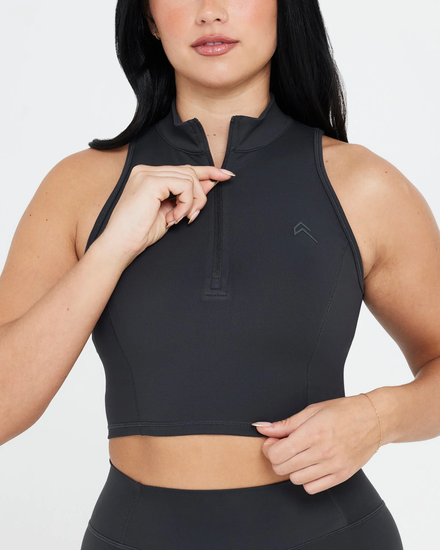 Timeless Half Zip Crop Tank | Coal - Image 4