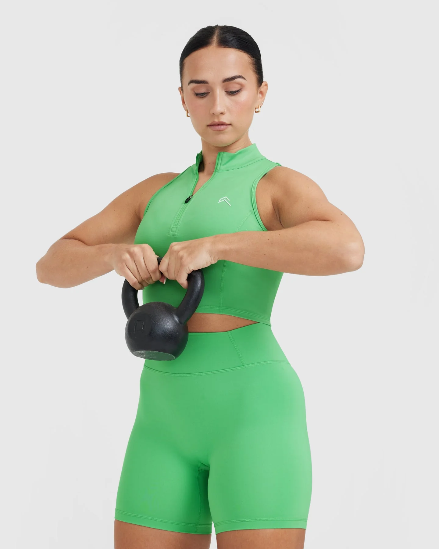 Timeless Half Zip Crop Tank | Jade - Image 3