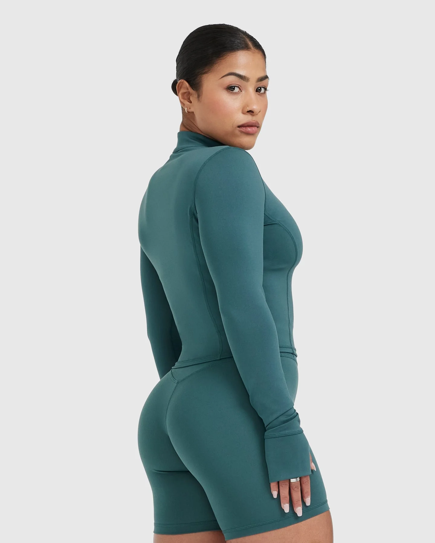 Timeless Half Zip Mid Long Sleeve Top | Marine Teal - Image 2