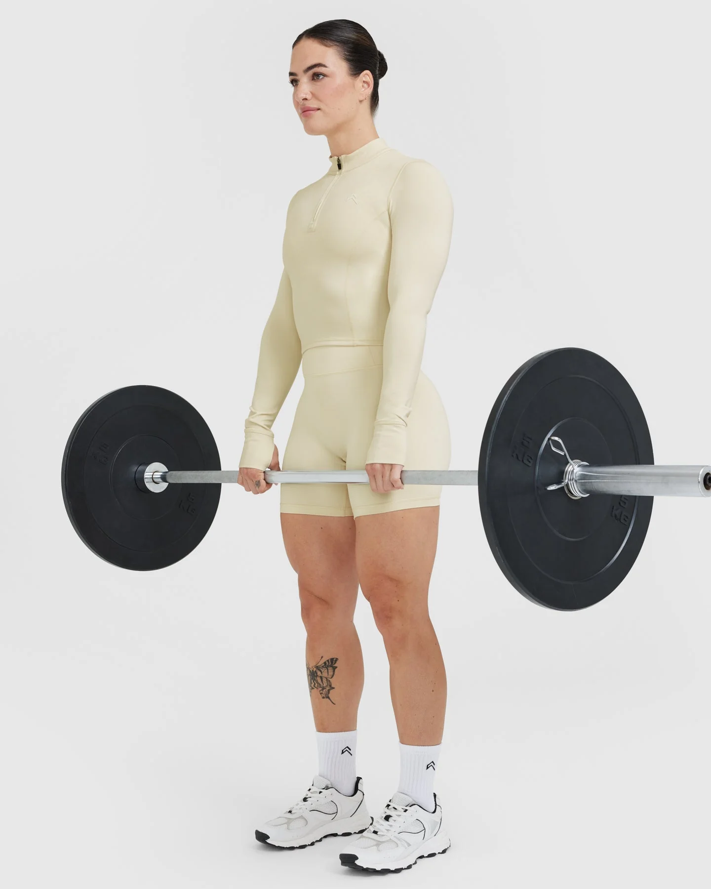 Timeless Half Zip Mid Long Sleeve Top | Vanilla - Image 3