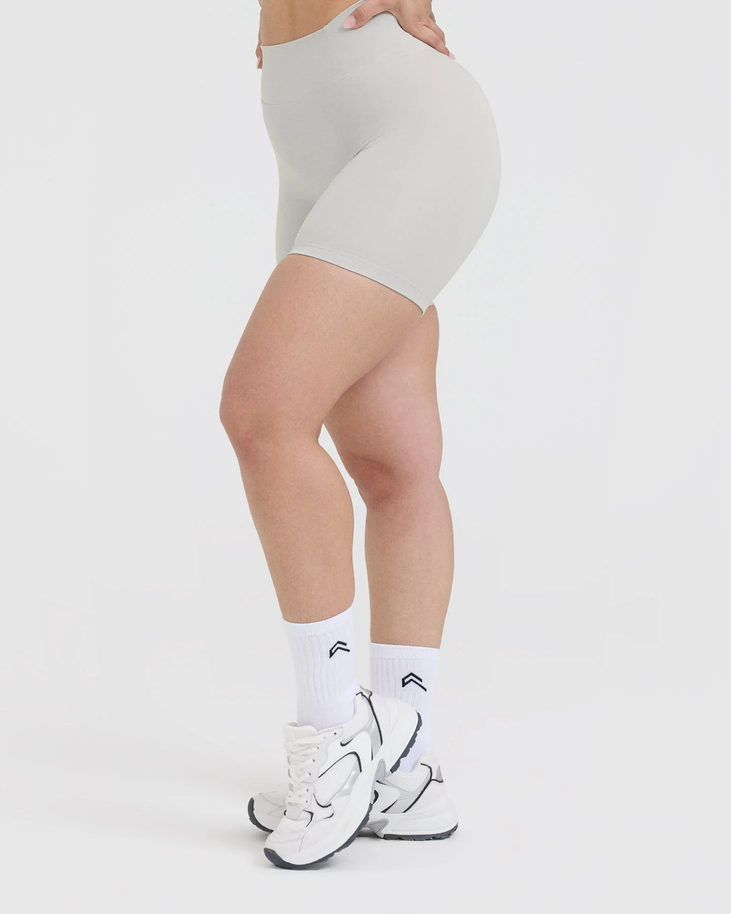 Timeless High Waisted Shorts 6" | Light Grey - Image 3