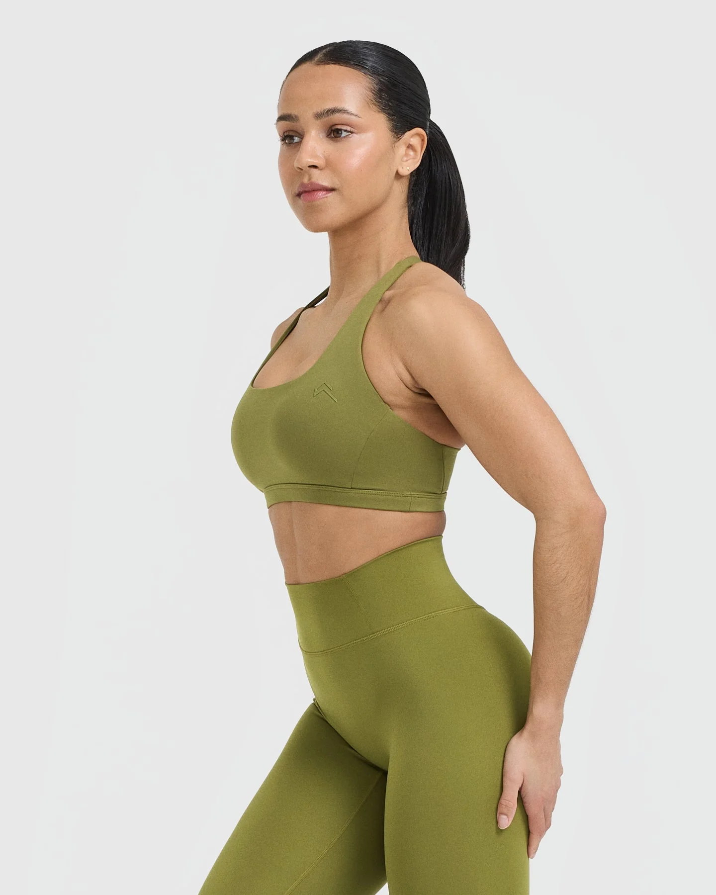 Timeless Square Neck Sports Bra | Olive Green - Image 3