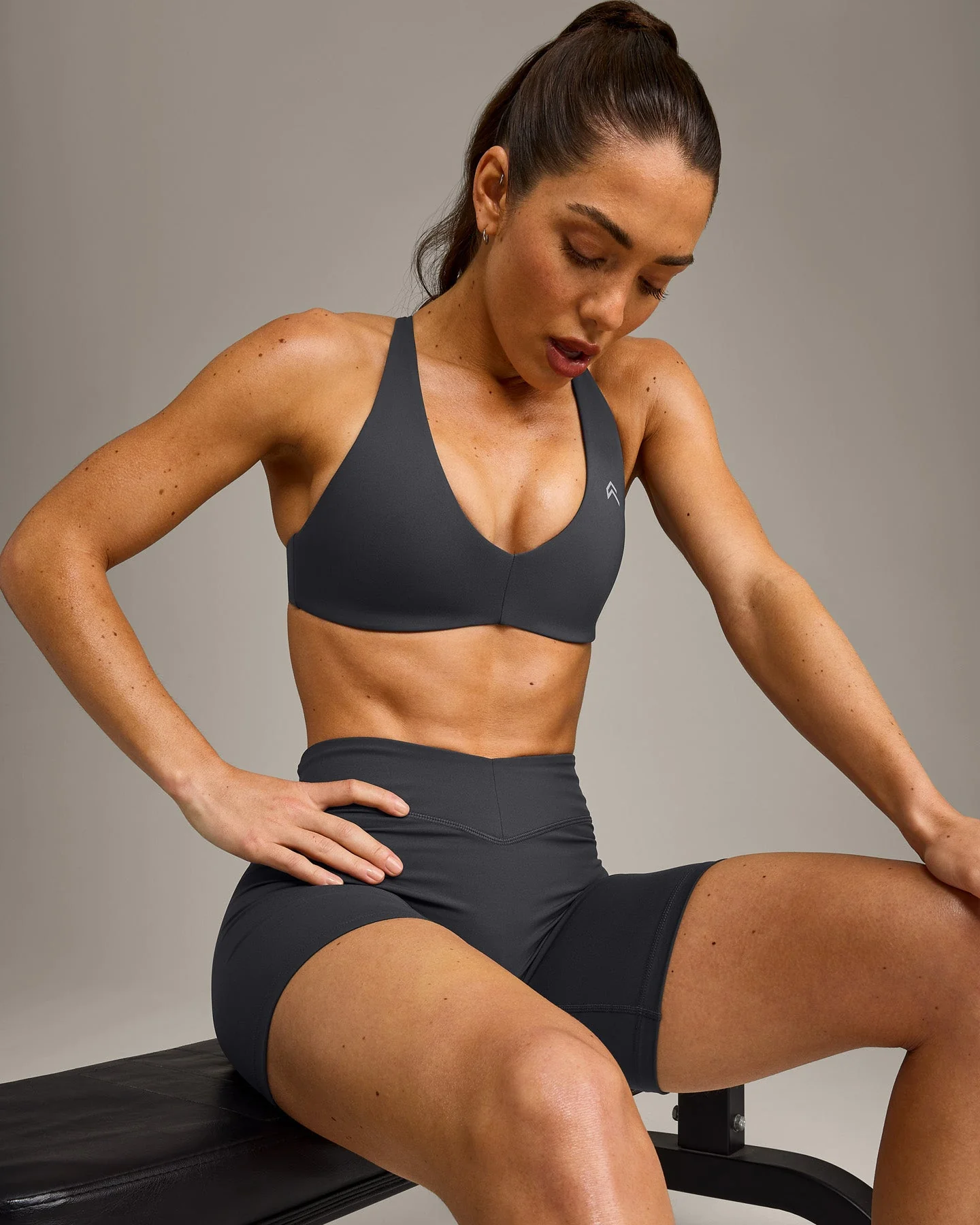 UnifiedMove™ Cross Back Sports Bra with Reflective Logo | Coal - Image 3