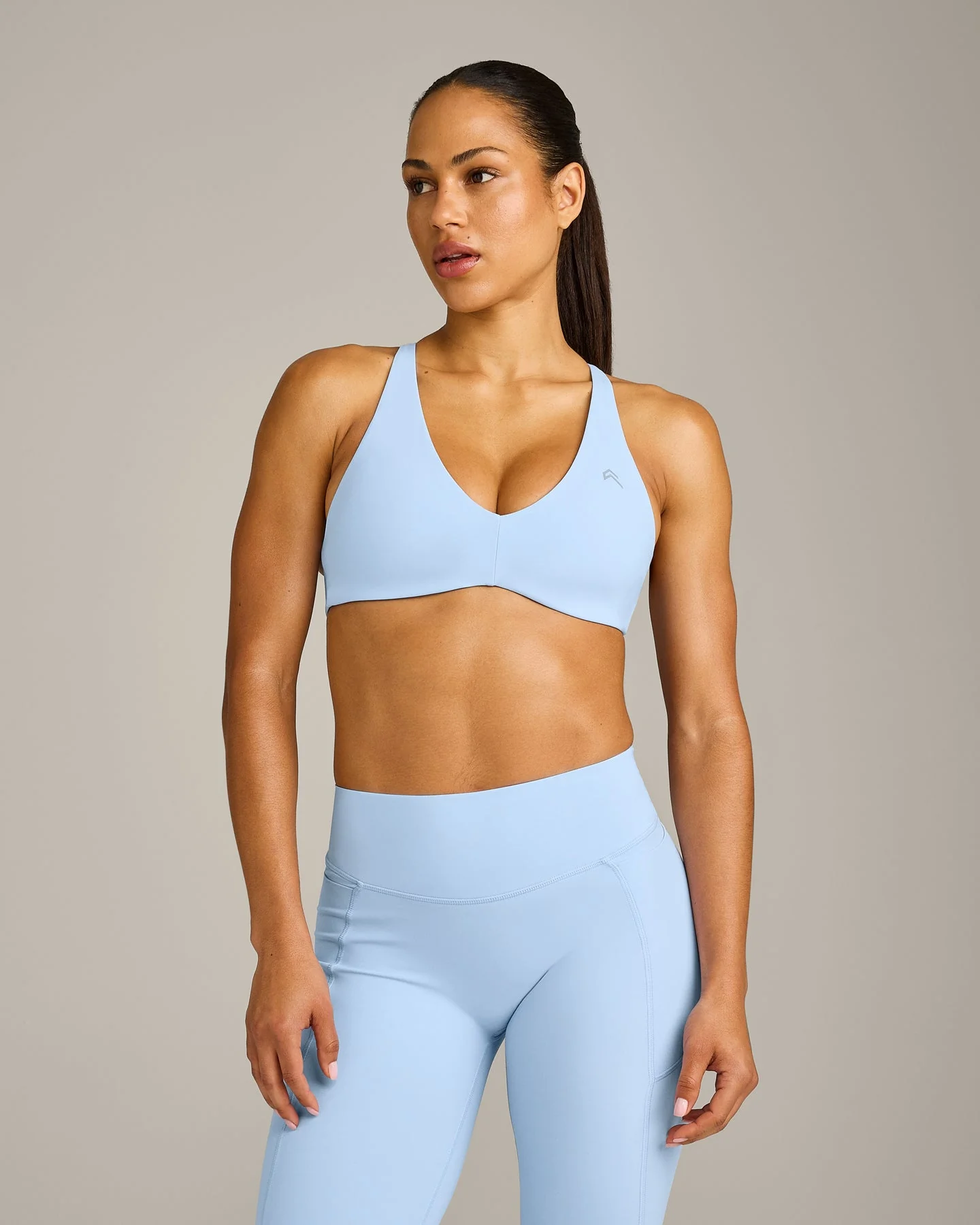 UnifiedMove™ Cross Back Sports Bra with Reflective Logo | Powdered Blue