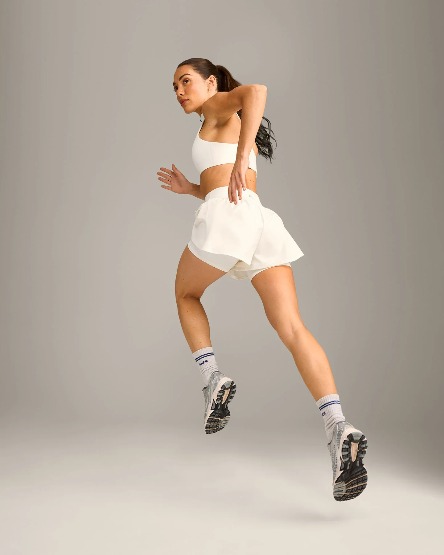 UnifiedMove™ Double Layer Shorts 5" with Reflective Logo | Marshmallow White - Image 3