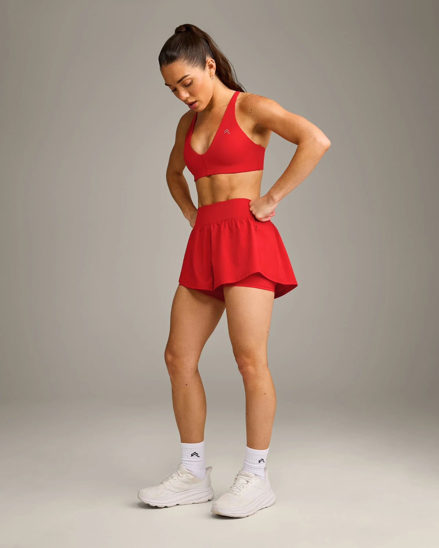 UnifiedMove™ Double Layer Shorts 5" with Reflective Logo | Muscle Mommy Red - Image 3