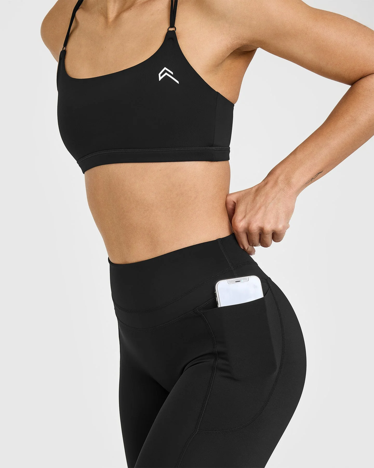 UnifiedMove™ High Waisted Pocket Leggings White Logo | Black - Image 5