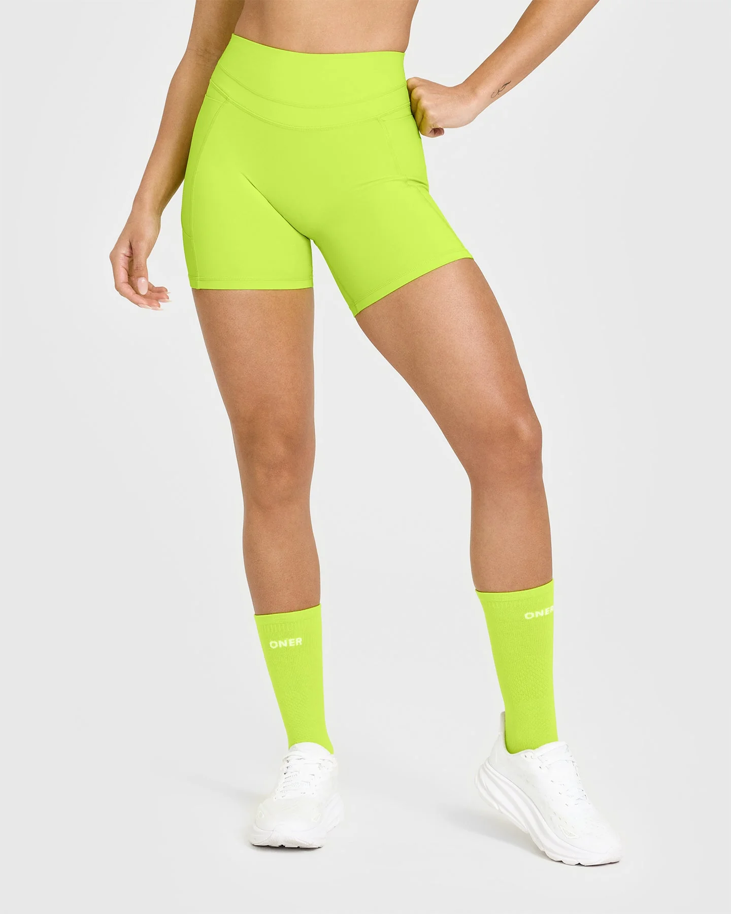 UnifiedMove™ High Waisted Pocket Shorts 6" | Charged Lime Green