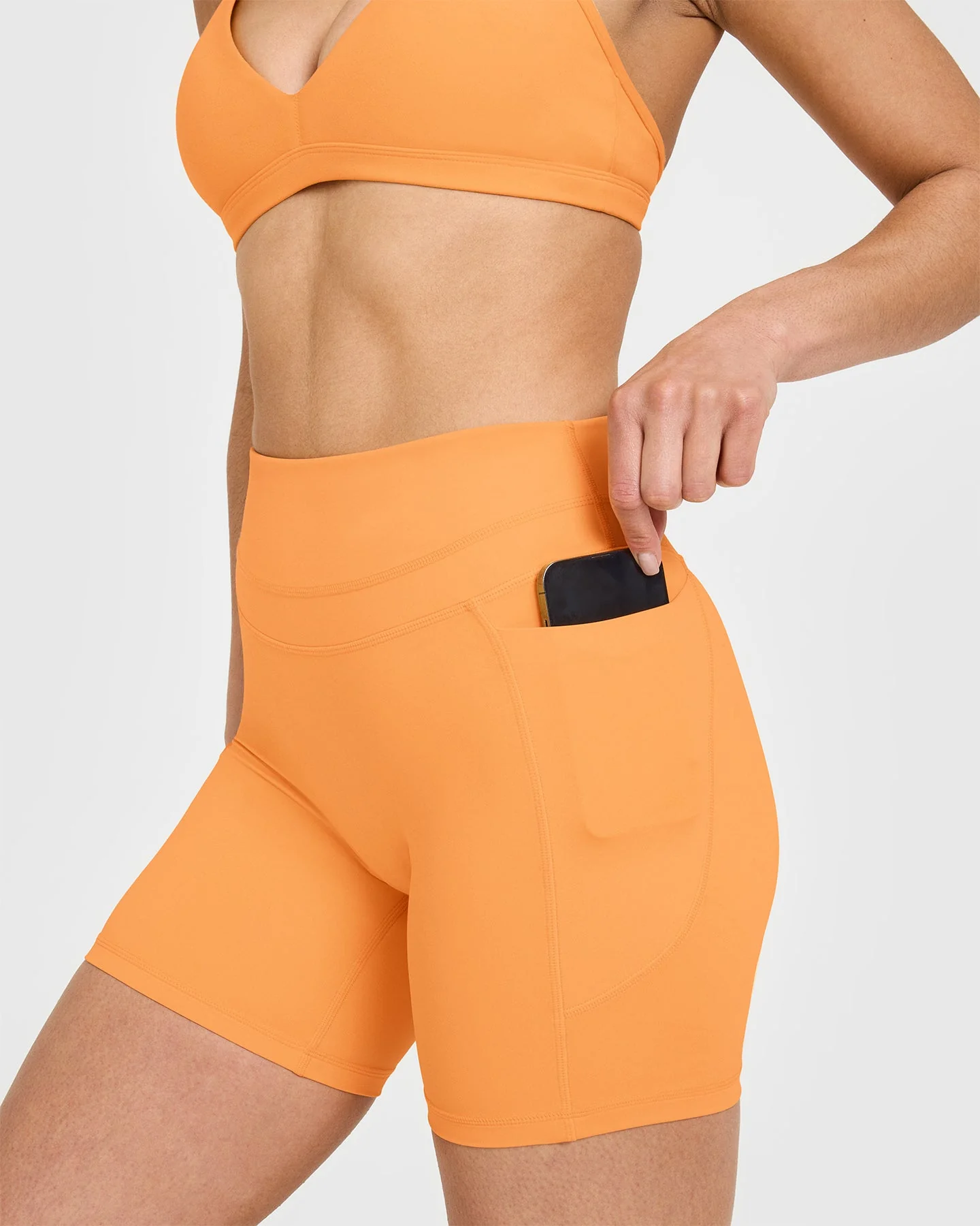 UnifiedMove™ High Waisted Pocket Shorts 6" | Powdered Orange - Image 6