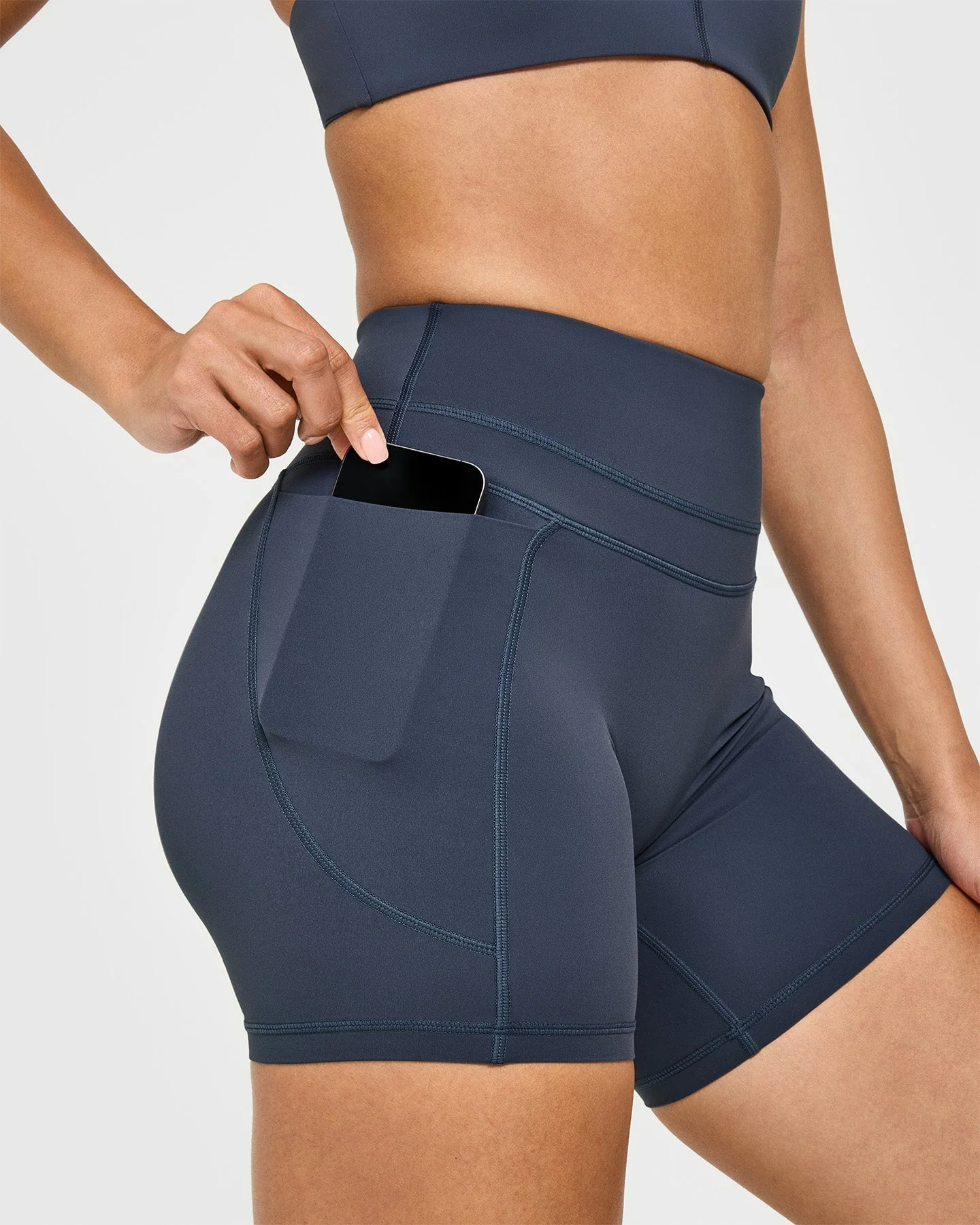 UnifiedMove™ High Waisted Pocket Shorts 6" | True Blue - Image 5
