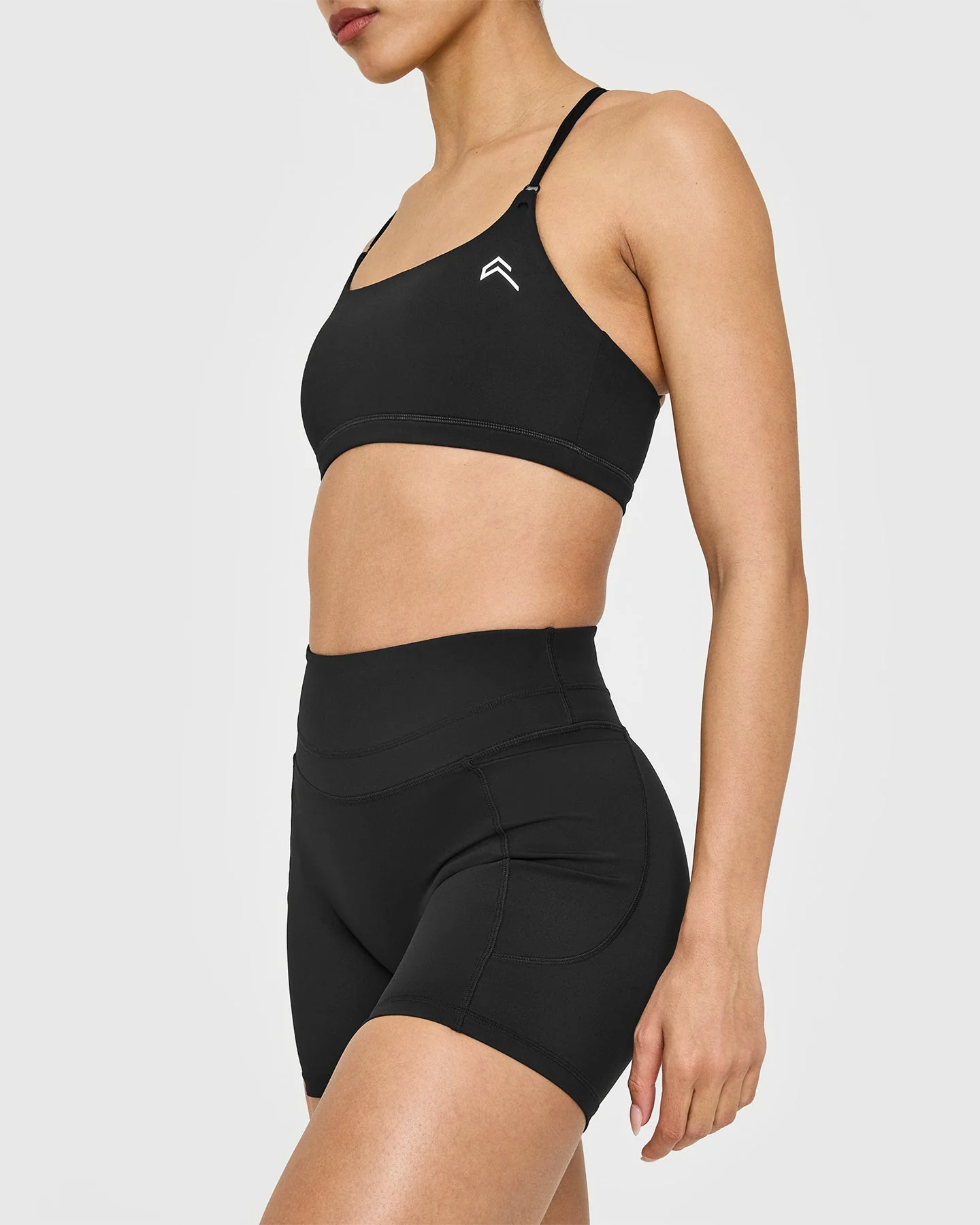 UnifiedMove™ High Waisted Pocket Shorts 6" White Logo | Black - Image 4