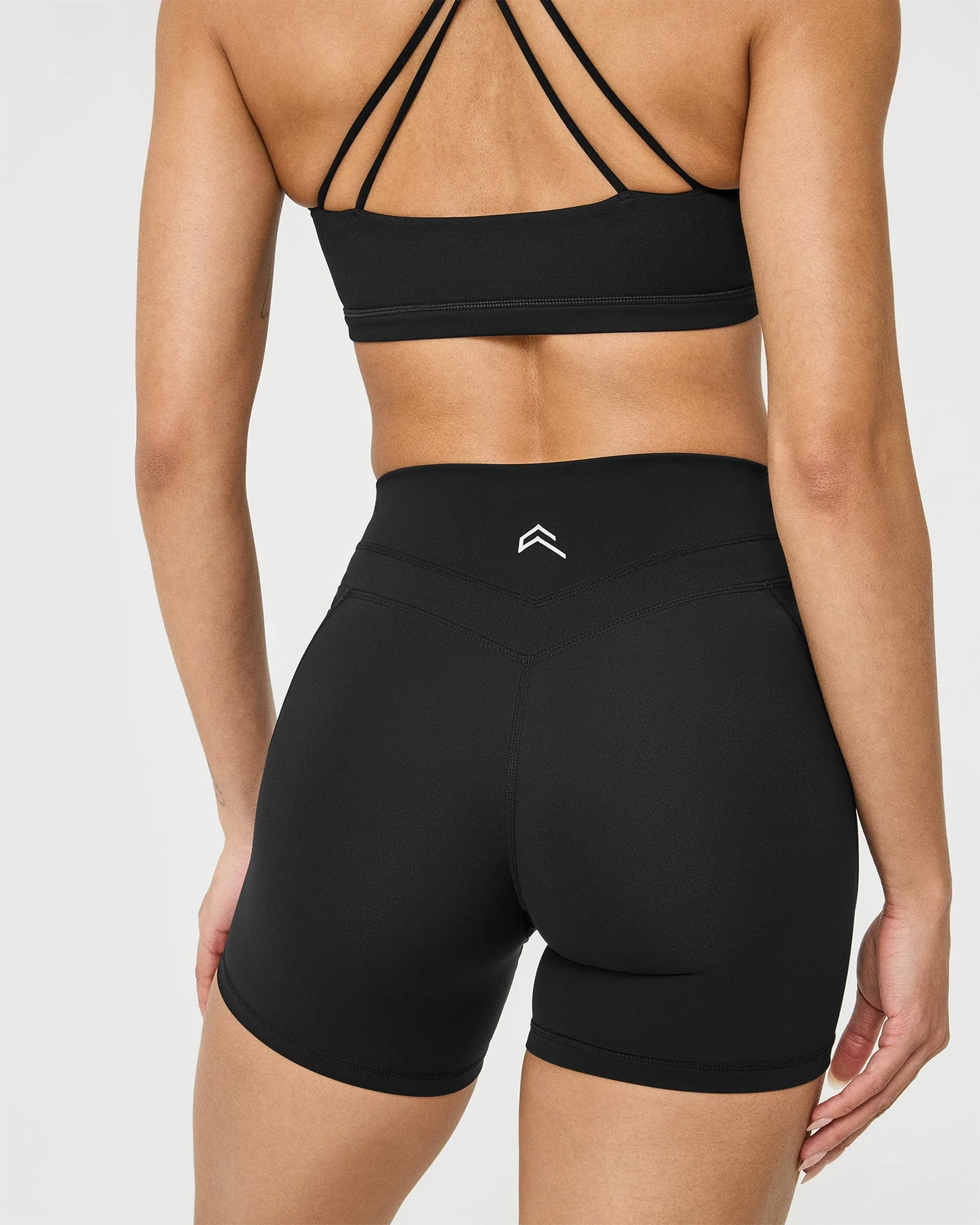UnifiedMove™ High Waisted Pocket Shorts 6" White Logo | Black - Image 5