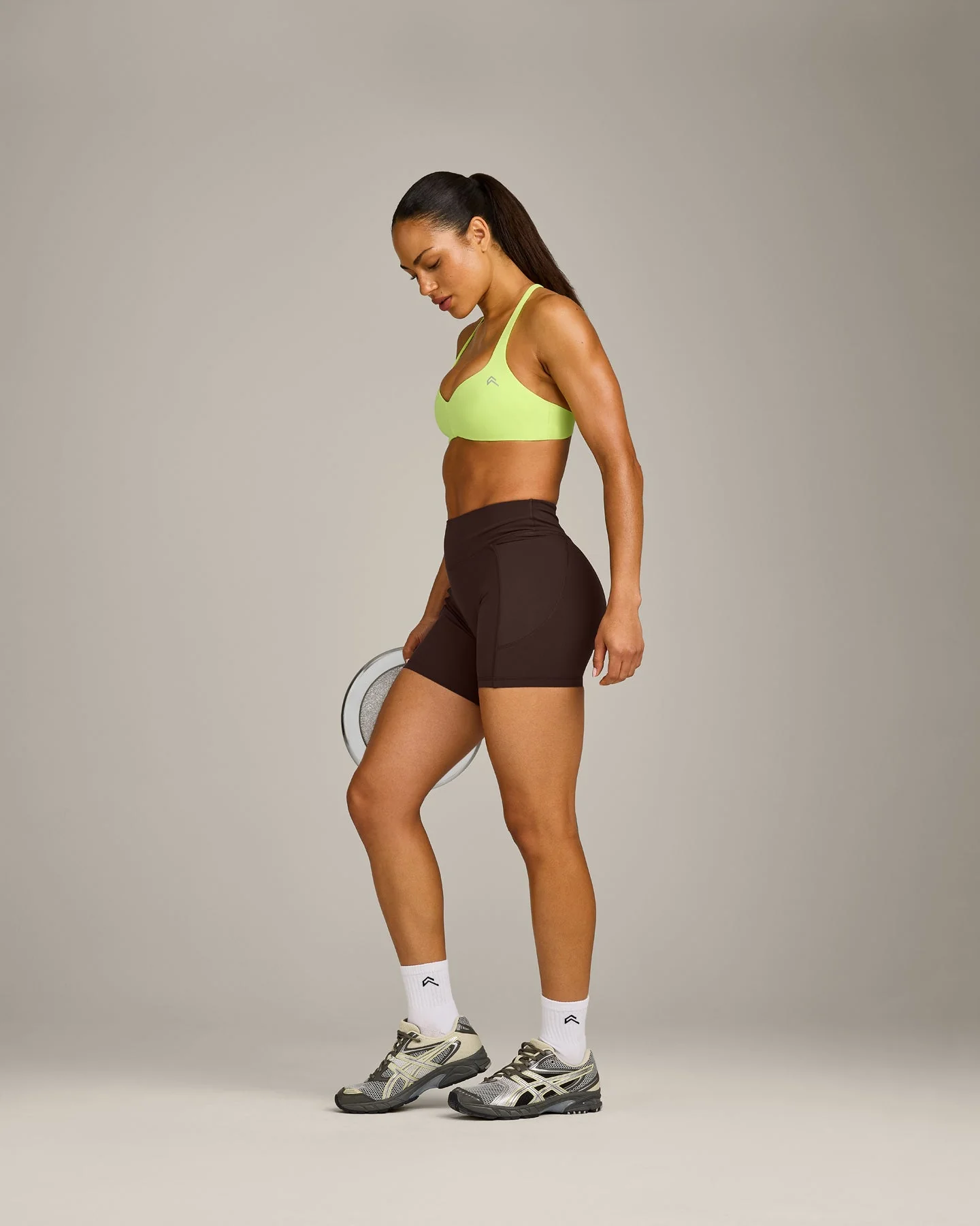 UnifiedMove™ T Back Minimal Bralette with Reflective Logo | Citrus Green - Image 4