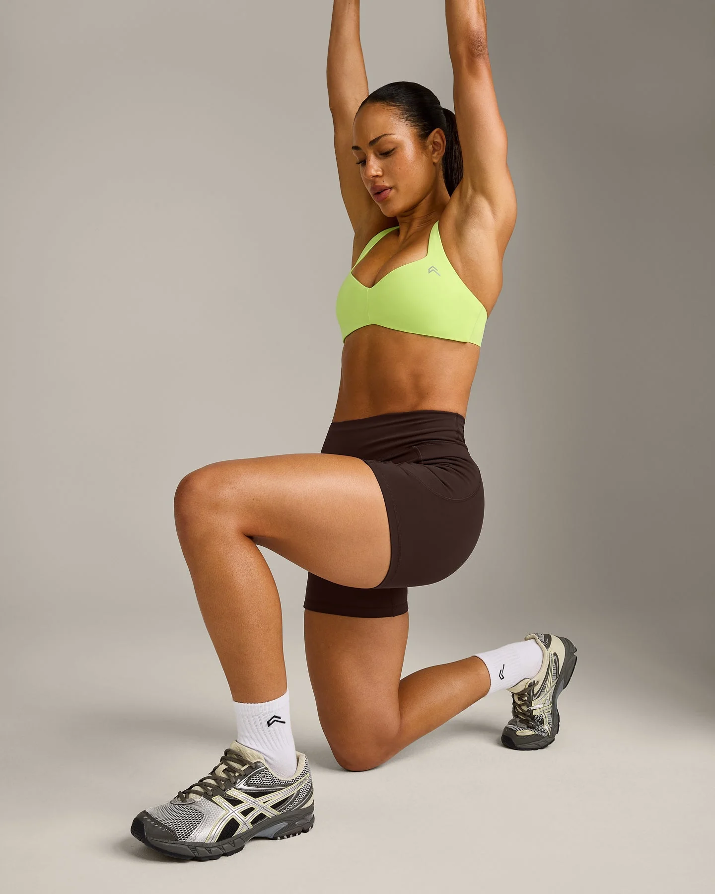 UnifiedMove™ T Back Minimal Bralette with Reflective Logo | Citrus Green - Image 5